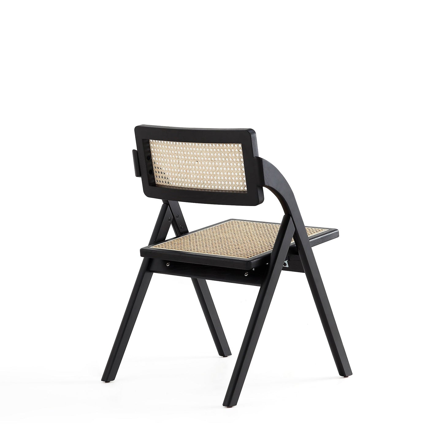Lambinet Folding Dining Chair in Black and Natural Cane (set of 4) - Ornate Home