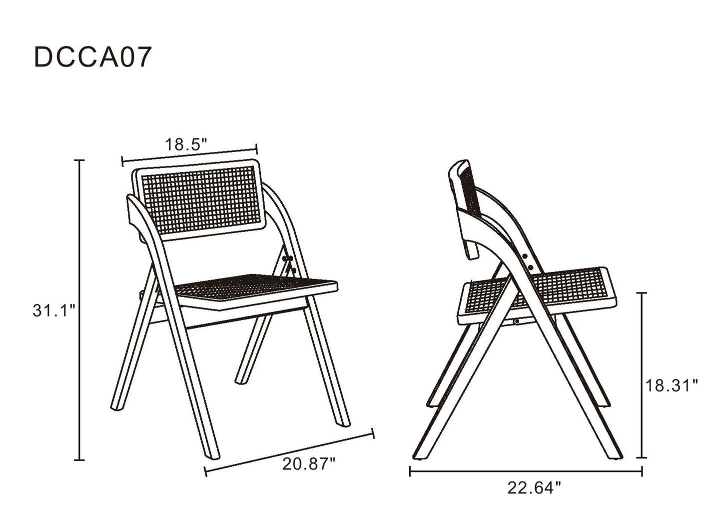 Lambinet Folding Dining Chair in Nature Cane (set of 4) - Ornate Home