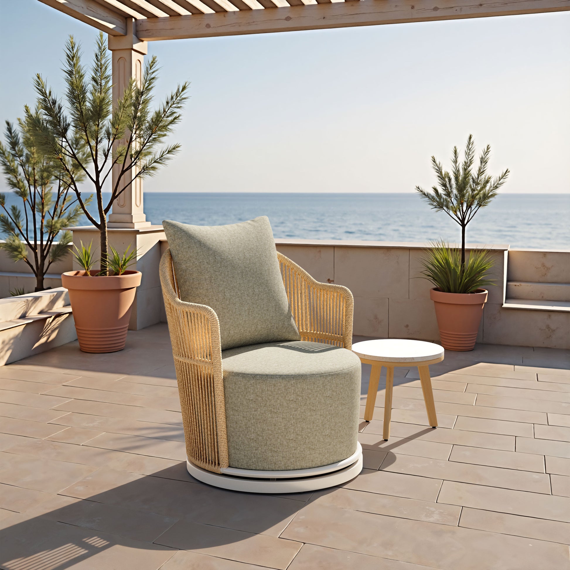 Lanai Multicolor Outdoor Swivel Chair - Ornate Home