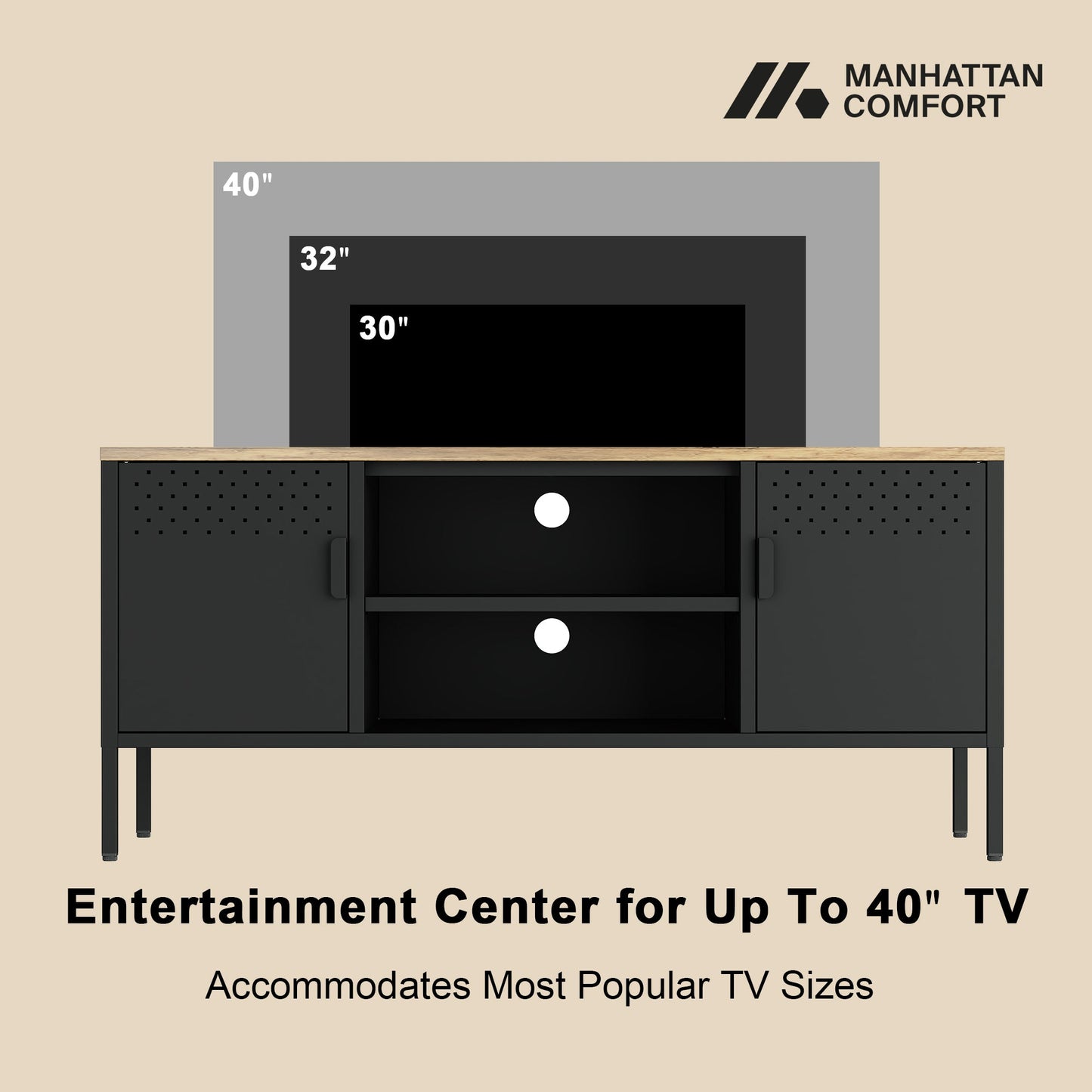 Landen 47" TV Stand in Black - Ornate Home