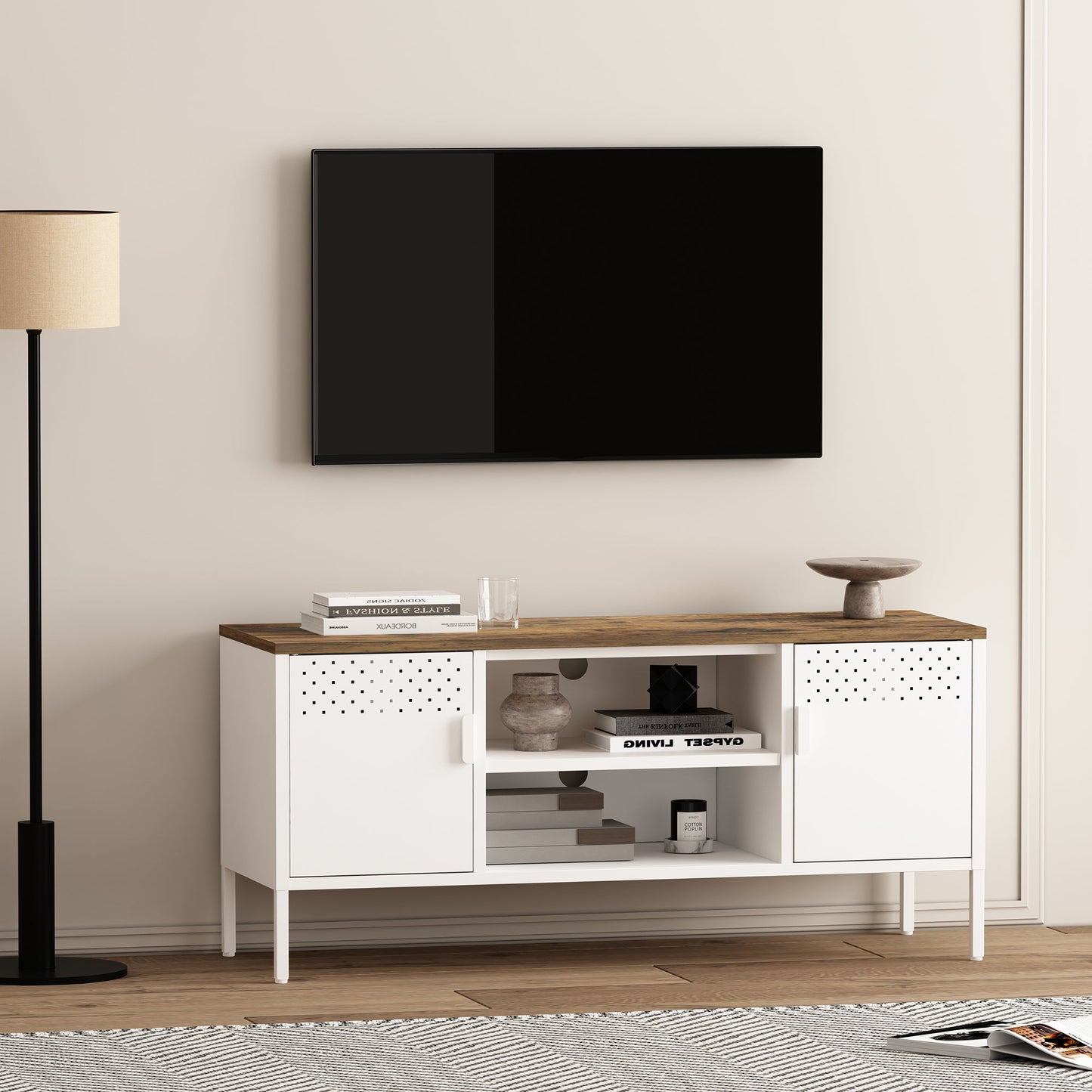 Landen 47" TV Stand in White - Ornate Home