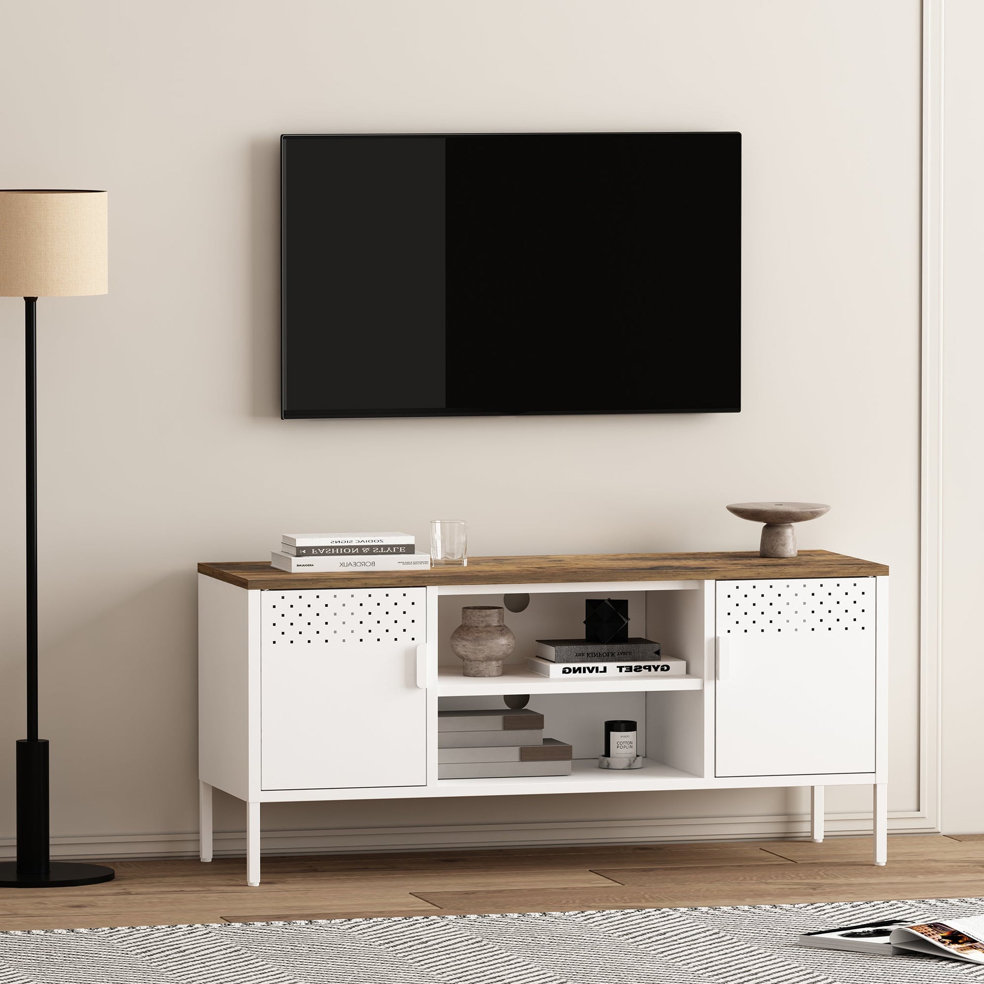 Landen 47" TV Stand in White - Ornate Home
