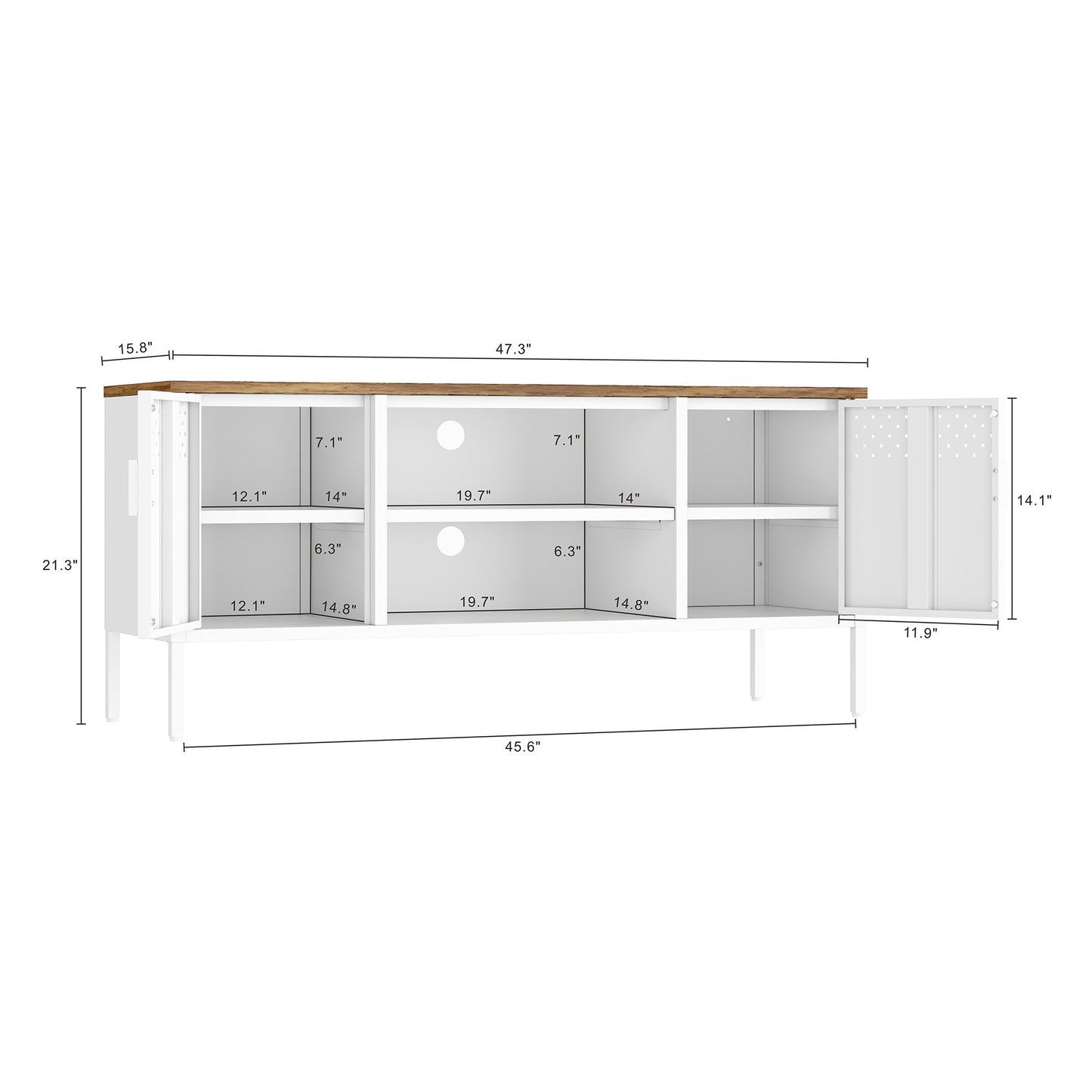 Landen 47" TV Stand in White - Ornate Home