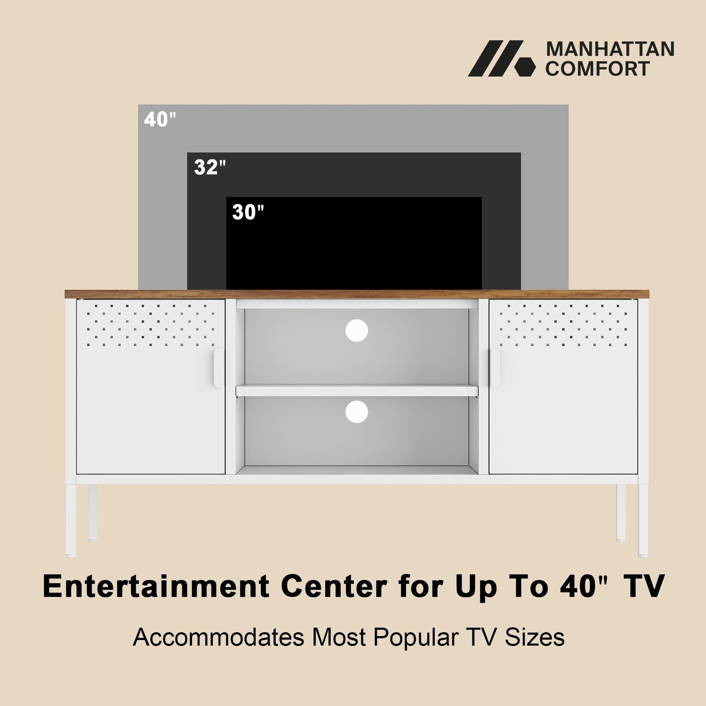 Landen 47" TV Stand in White - Ornate Home