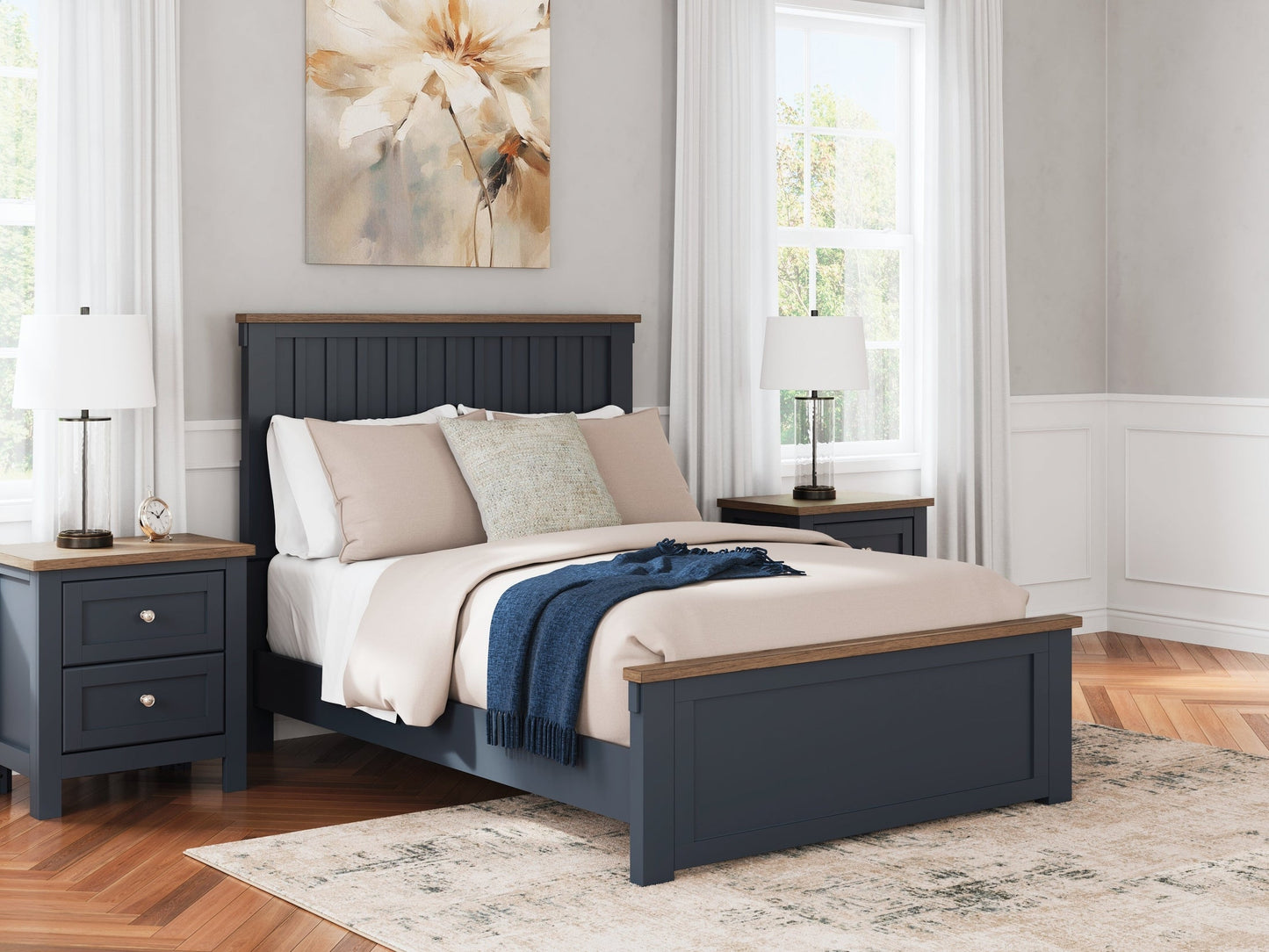 Landocken Brown/Blue Full Panel Youth Bed- Viva Furn