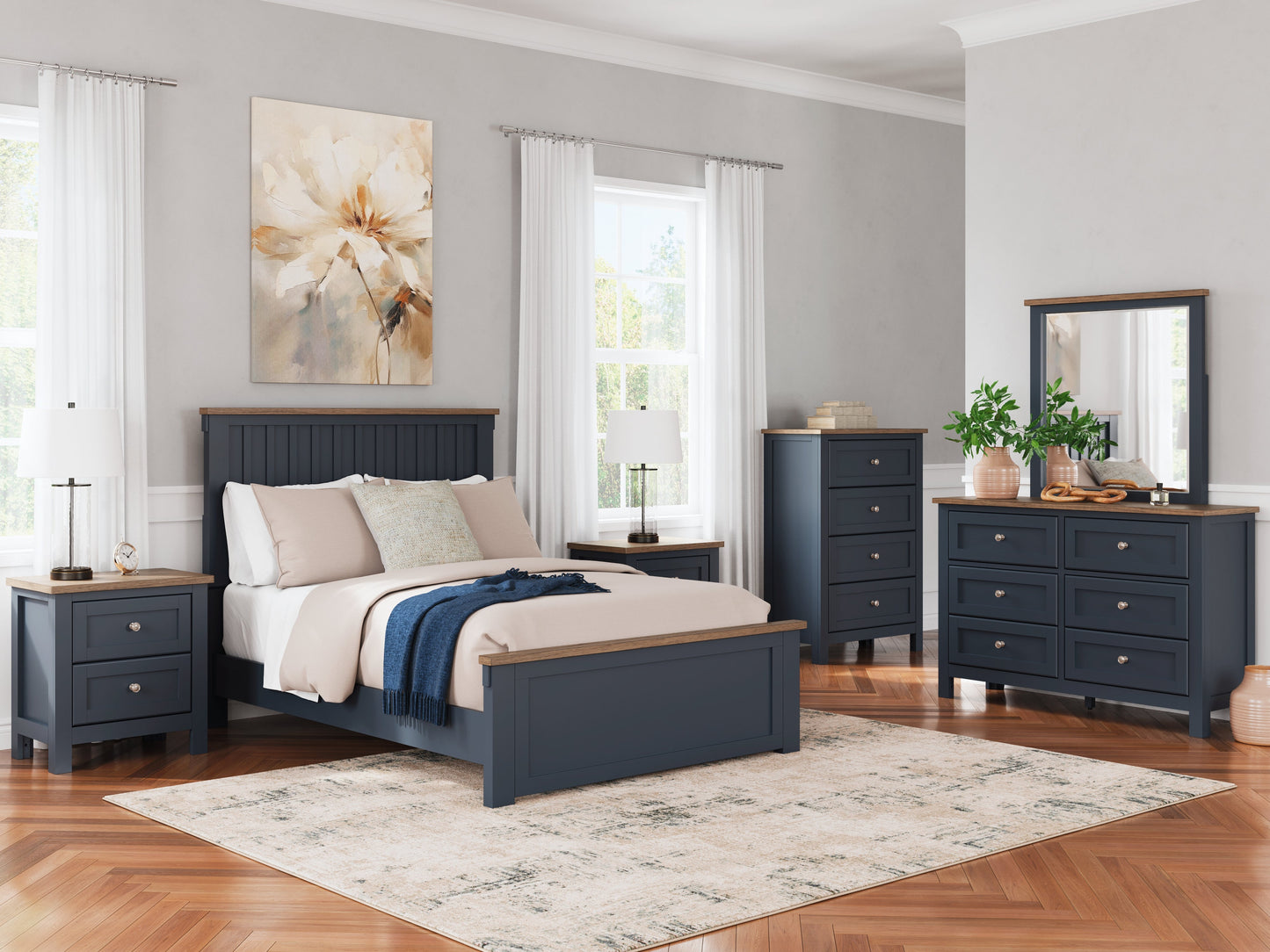Landocken Brown/Blue Full Panel Youth Bed- Viva Furn