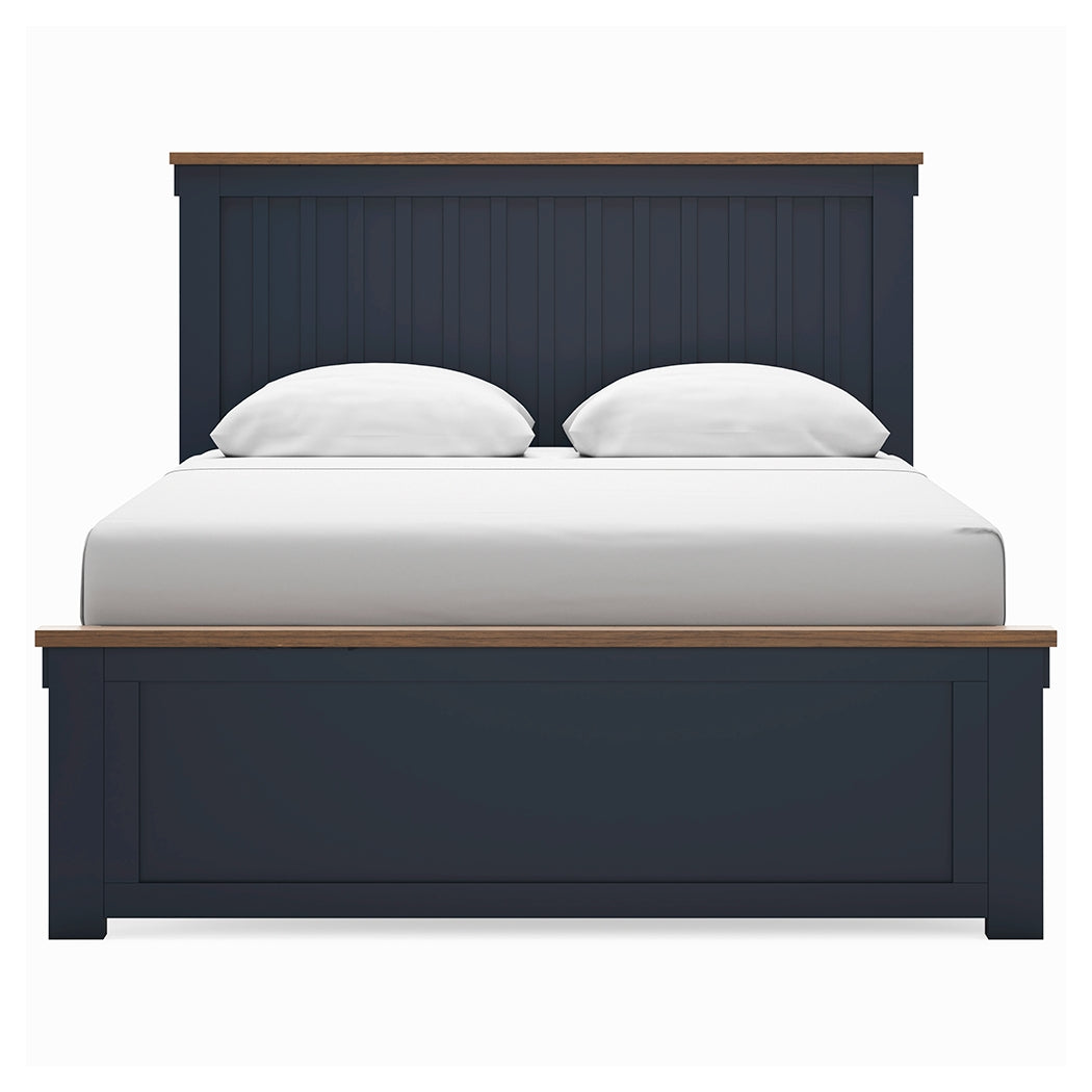 Landocken Brown/Blue Queen Panel Bed- Viva Furn