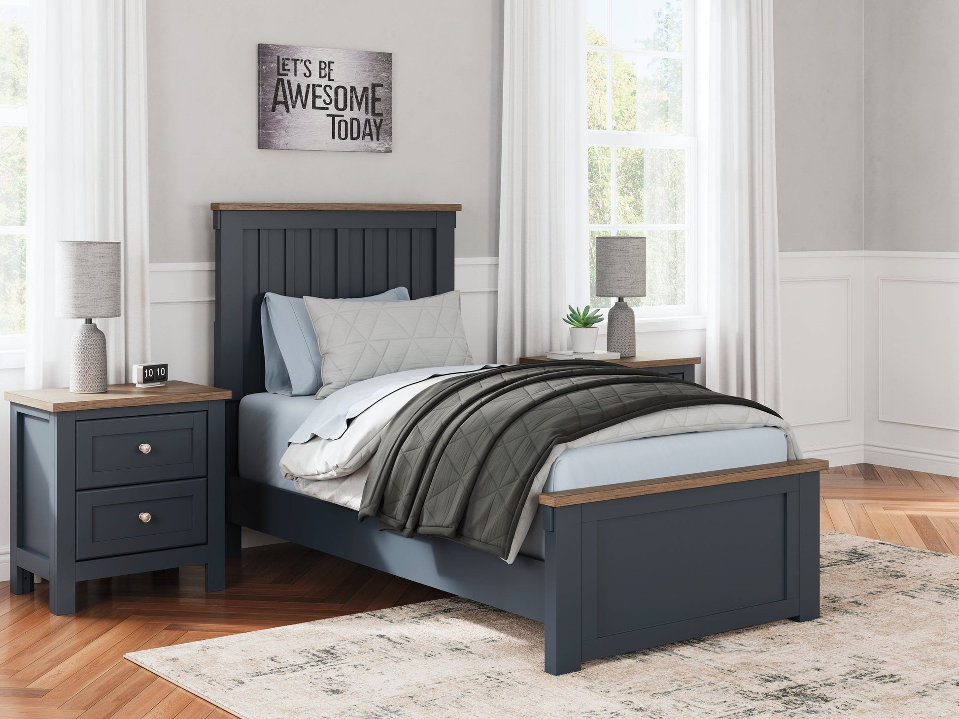 Landocken Brown/Blue Twin Panel Youth Bed- Viva Furn
