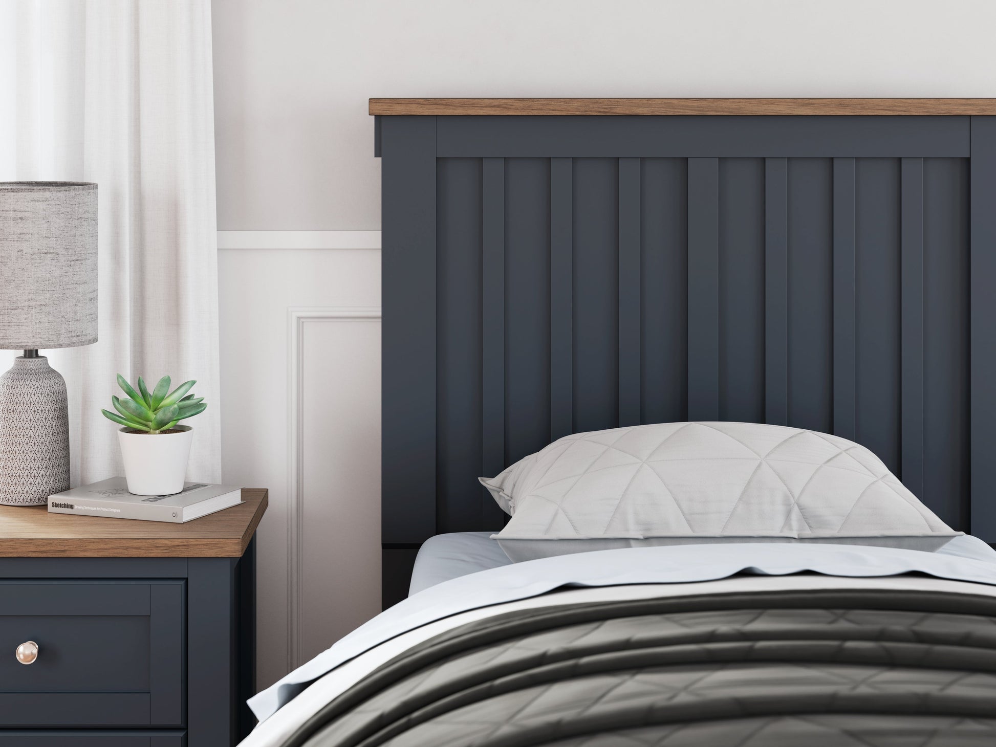 Landocken Brown/Blue Twin Panel Youth Bed- Viva Furn