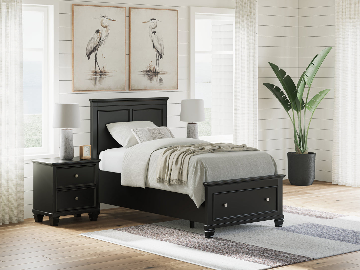 Lanolee Black Twin Panel Storage Bed- Viva Furn
