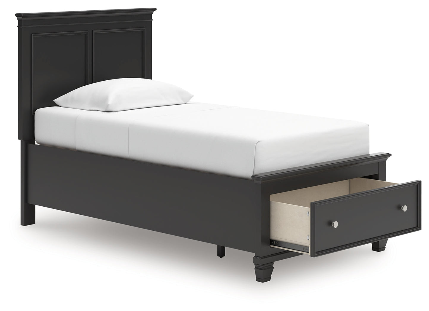 Lanolee Black Twin Panel Storage Bed- Viva Furn