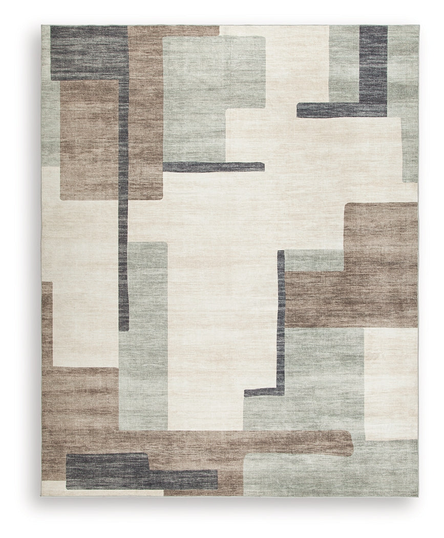Larkport Cream/Brown/Gray Washable Large Rug- Viva Furn