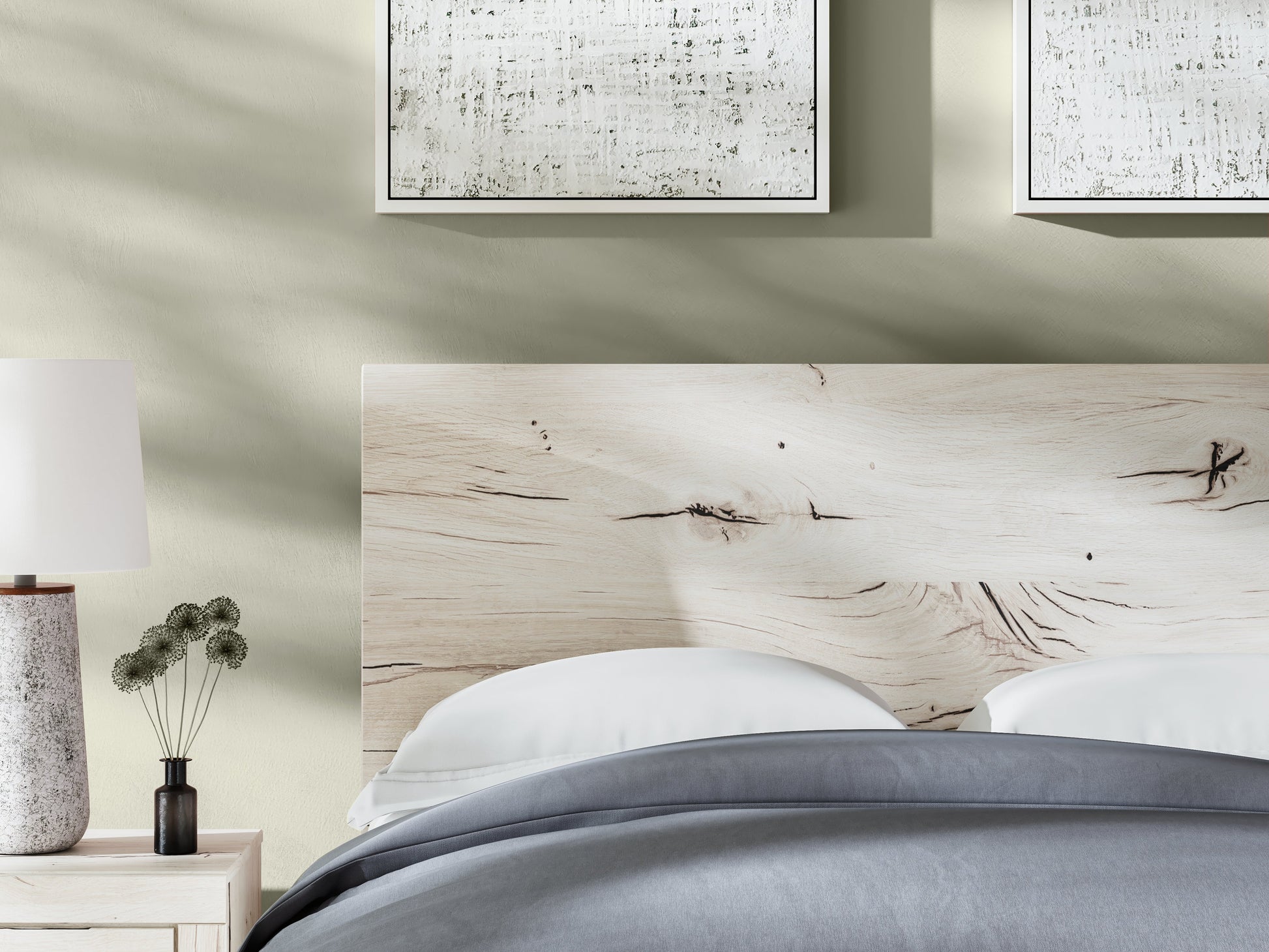 Lawroy Light Natural Queen Panel Bed- Viva Furn