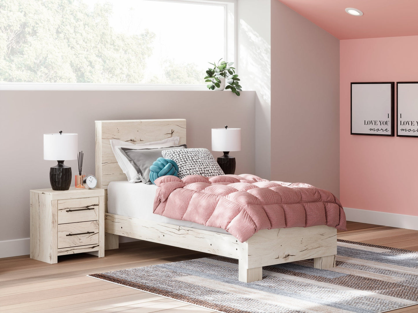 Lawroy Light Natural Twin Panel Youth Bed- Viva Furn