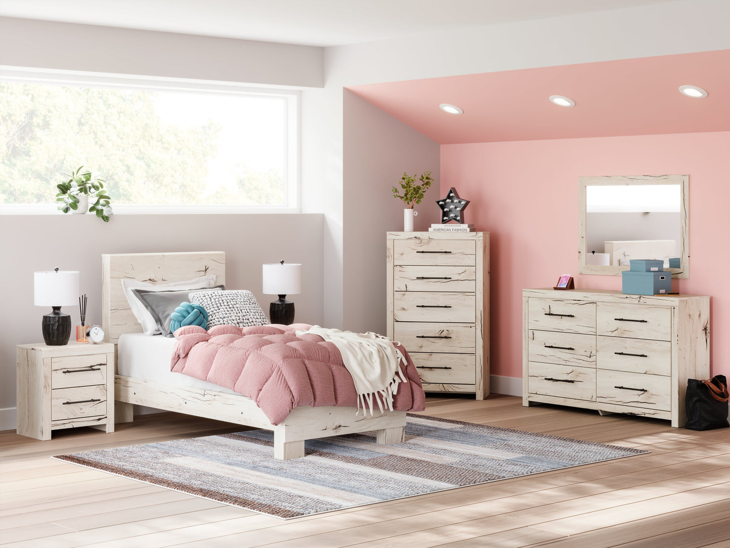 Lawroy Light Natural Twin Panel Youth Bed- Viva Furn