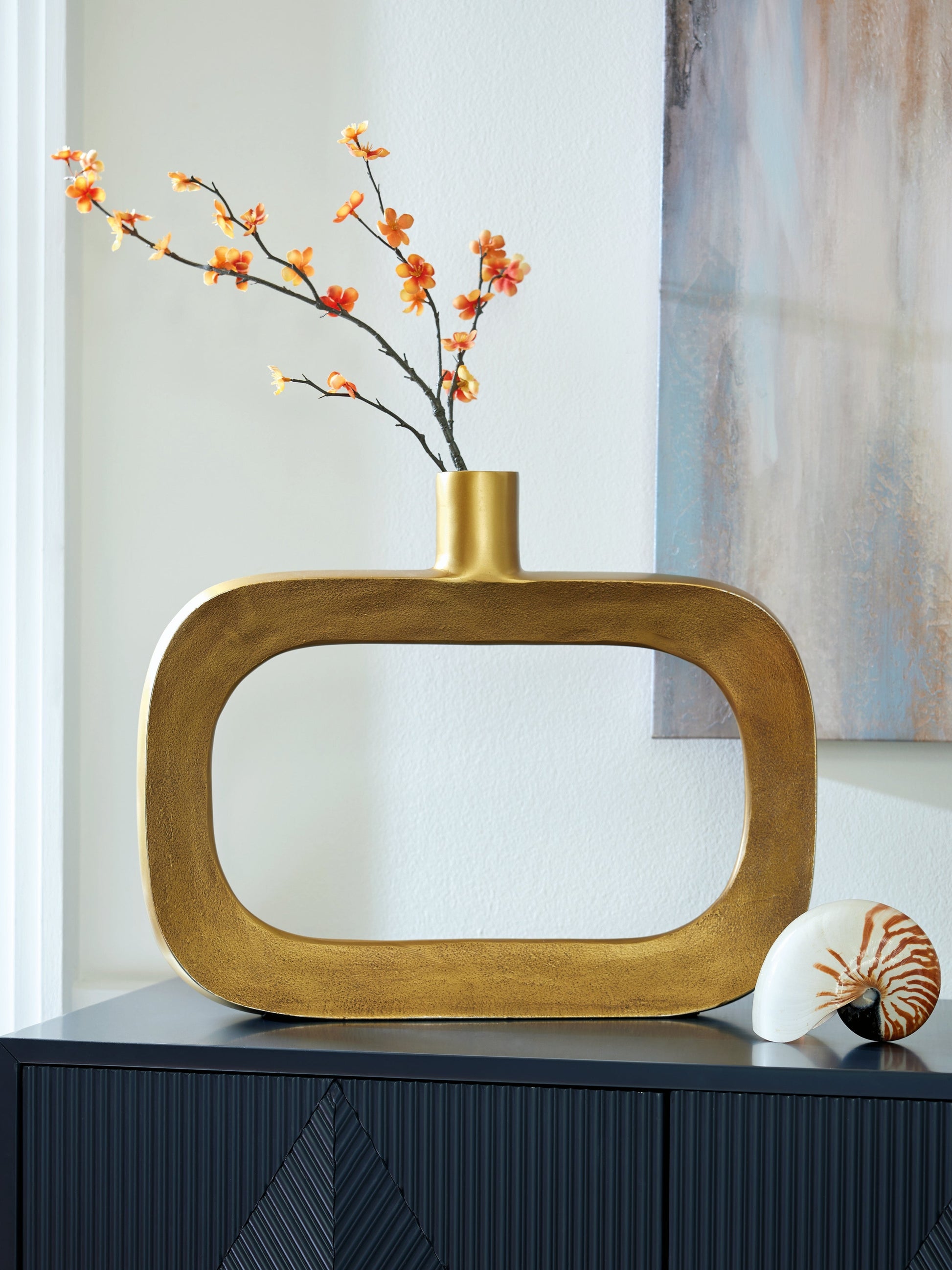 Lawtonville Antique Gold Finish Vase- Viva Furn