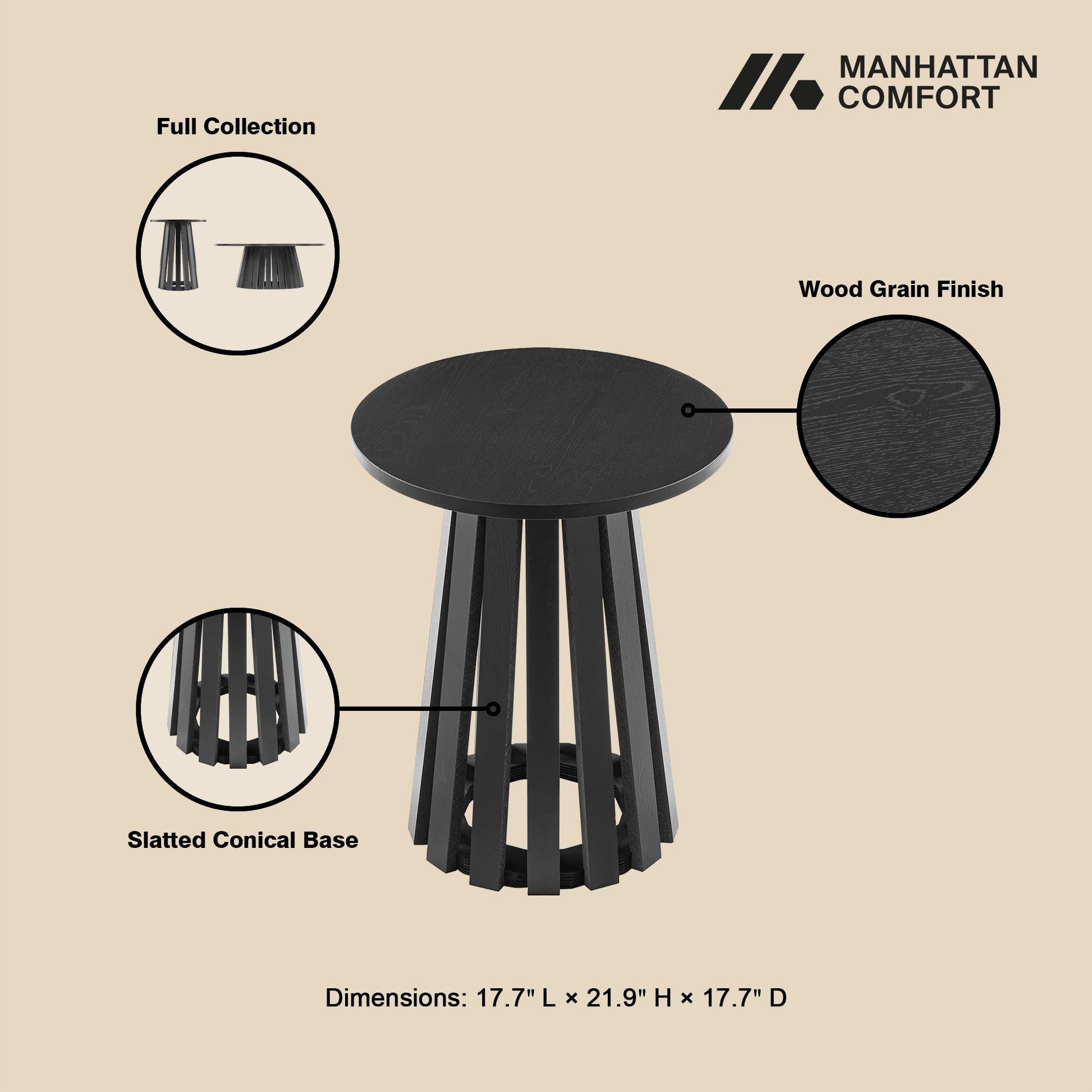 Layla End Table in Black - Ornate Home