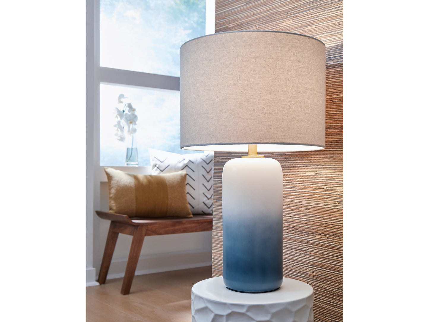 Lemrich White/Teal Table Lamp (Set of 2)- Viva Furn