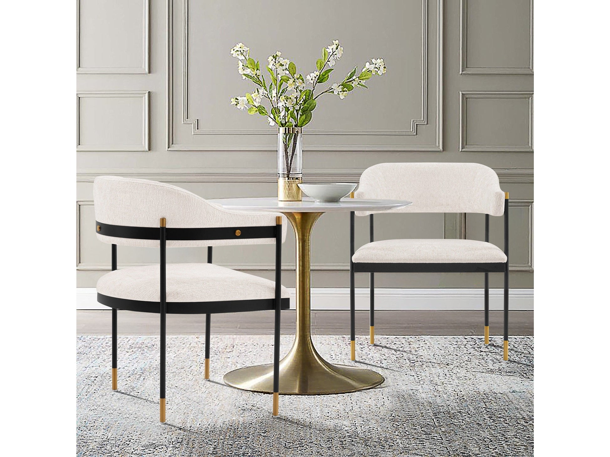 Lia Dining Armchair in Cream (Set of 2) - Ornate Home