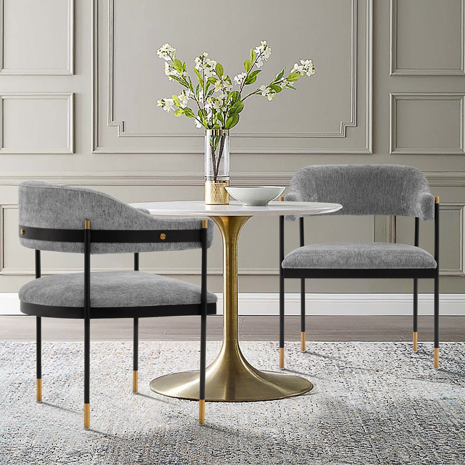Lia Dining Armchair in Grey (set of 2) - Ornate Home