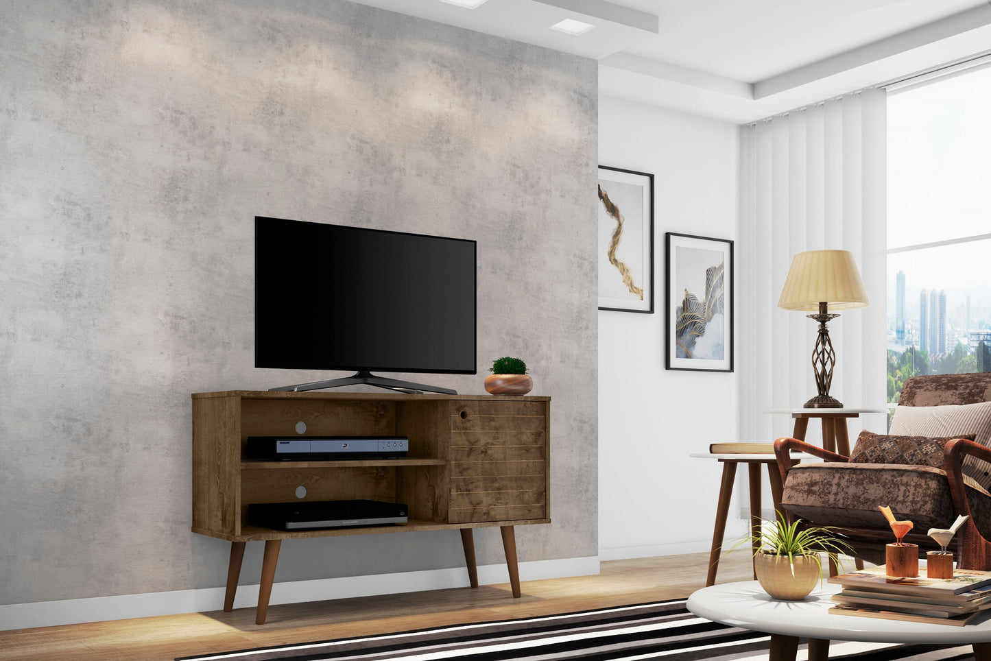 Liberty 42.52 TV Stand in Rustic Brown - Ornate Home