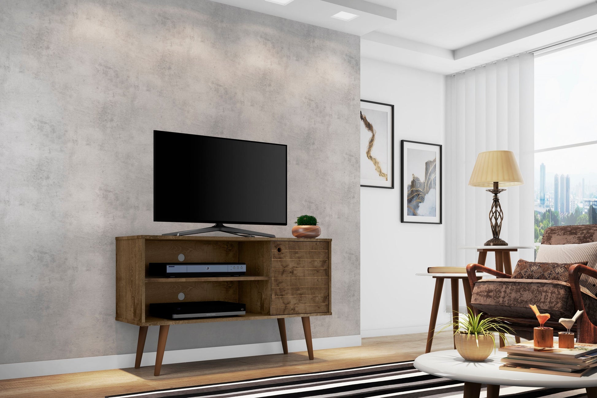 Liberty 42.52 TV Stand in Rustic Brown - Ornate Home