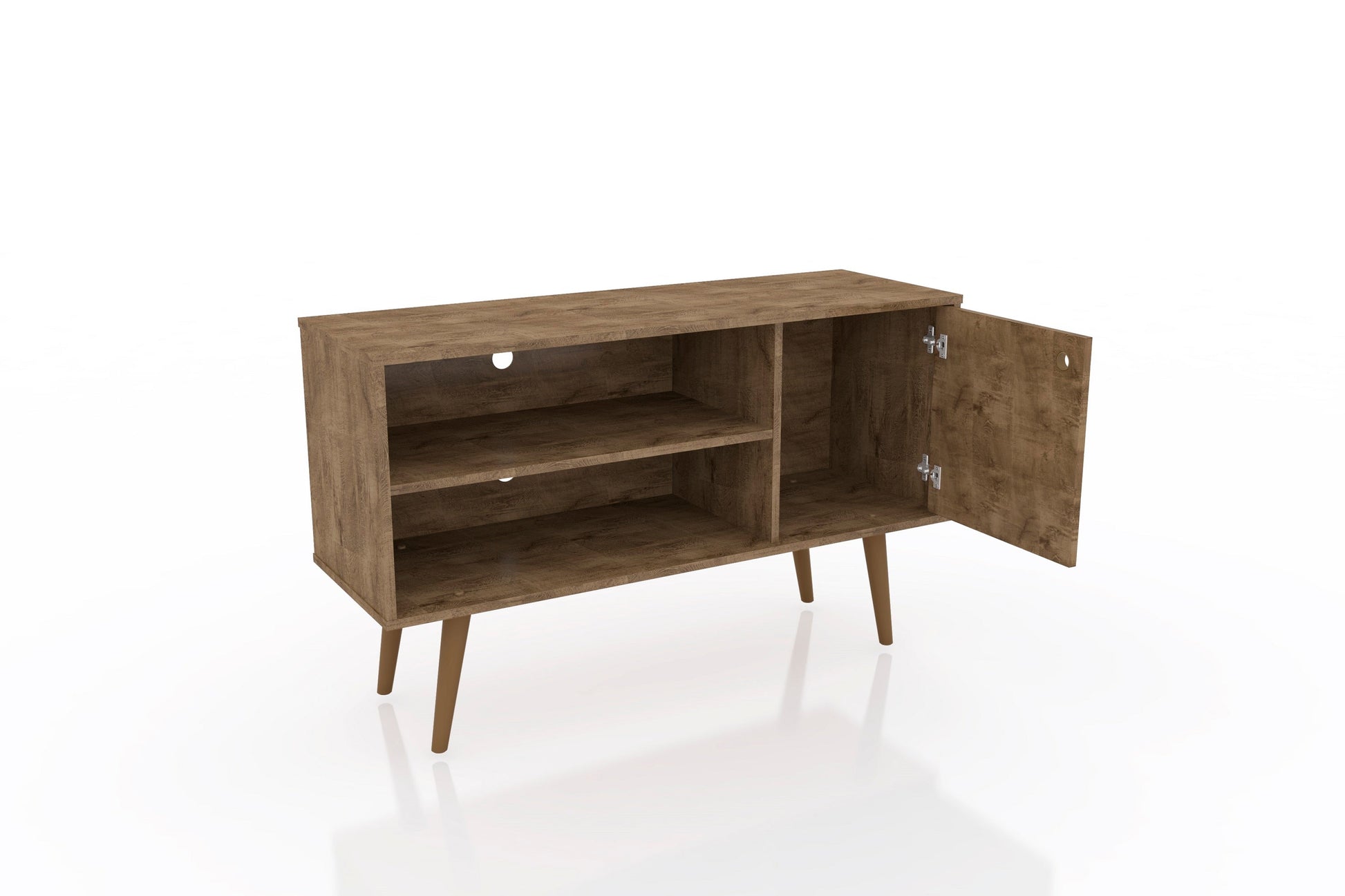 Liberty 42.52 TV Stand in Rustic Brown and 3D Brown Prints - Ornate Home