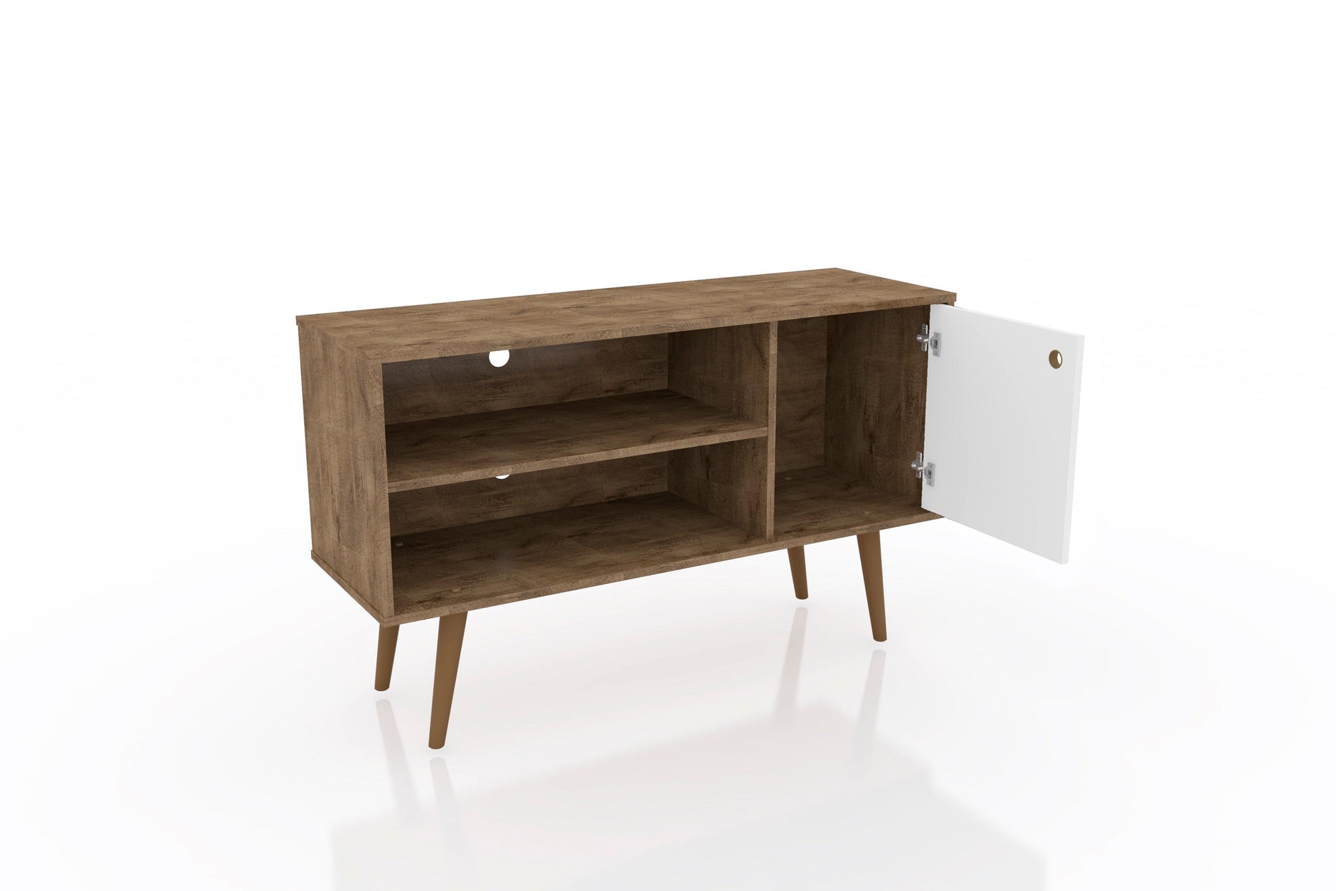 Liberty 42.52 TV Stand in Rustic Brown and White - Ornate Home