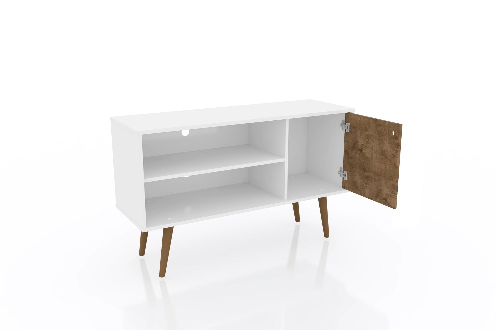 Liberty 42.52 TV Stand in White and 3D Brown Prints - Ornate Home