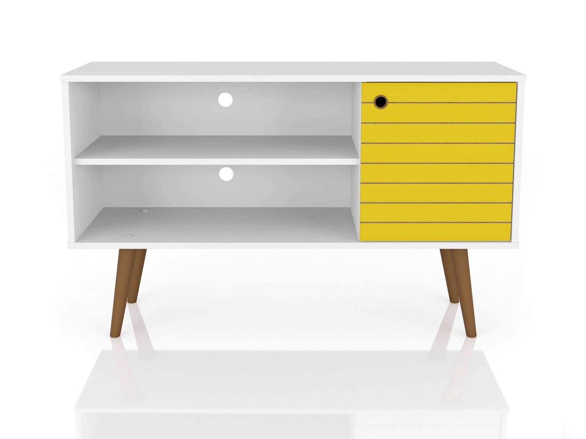 Liberty 42.52 TV Stand in White and Yellow - Ornate Home