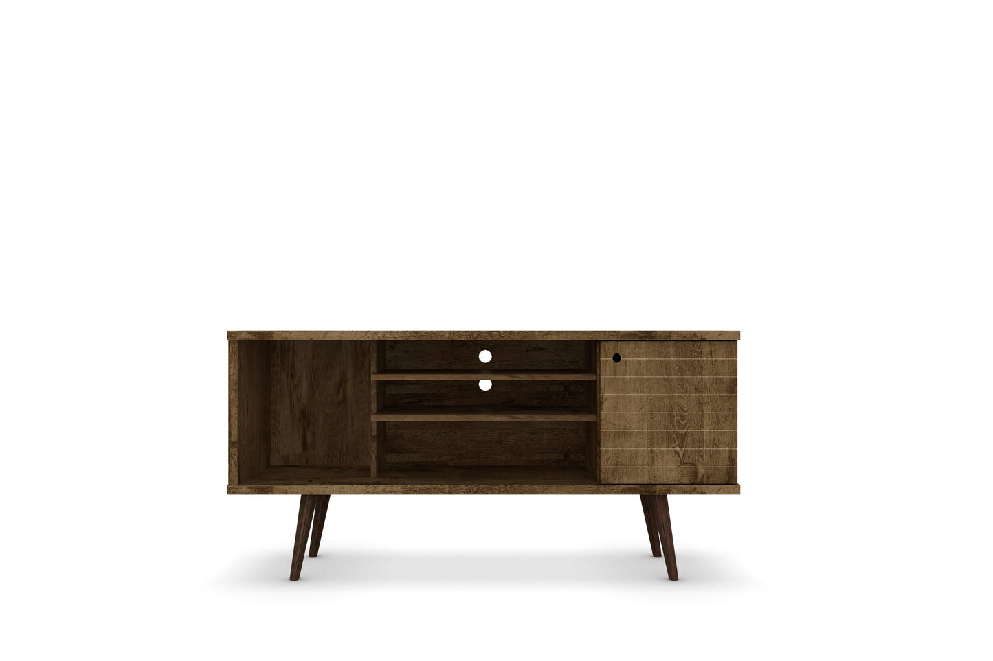 Liberty 53.14" Mid-Century Modern TV Stand in Rustic Brown - Ornate Home