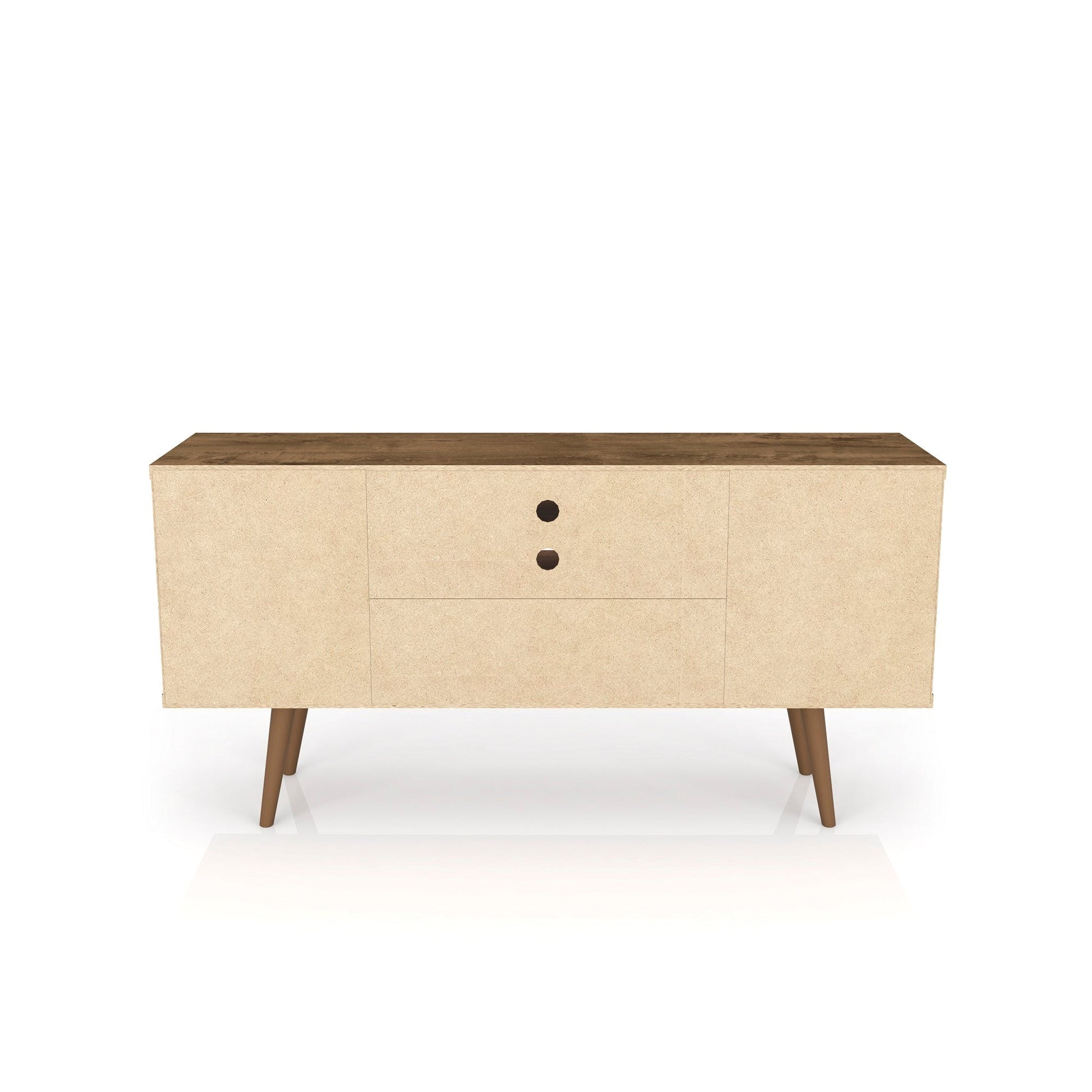Liberty 53.14" Mid-Century Modern TV Stand in Rustic Brown and 3D Brown Prints - Ornate Home