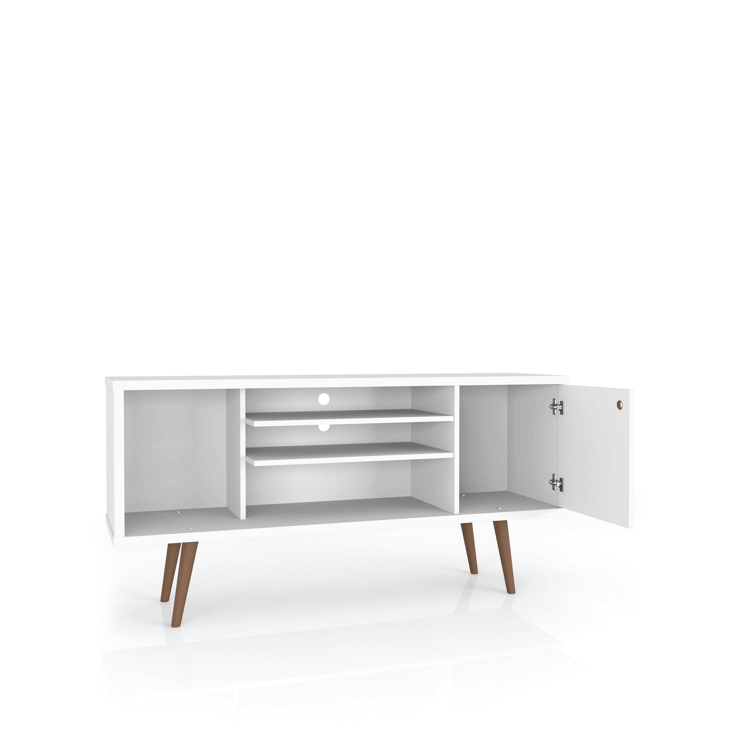 Liberty 53.14" Mid-Century Modern TV Stand in White and 3D Brown Prints - Ornate Home