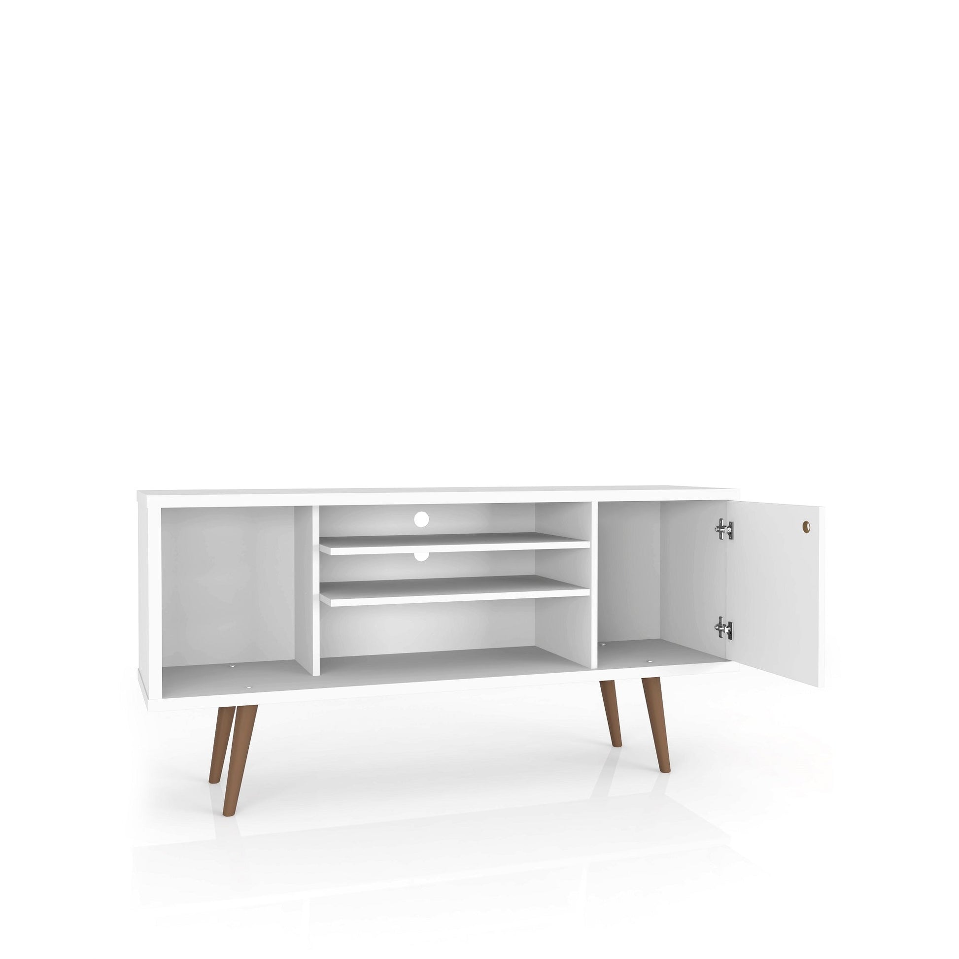 Liberty 53.14" Mid-Century Modern TV Stand in White and 3D Brown Prints - Ornate Home