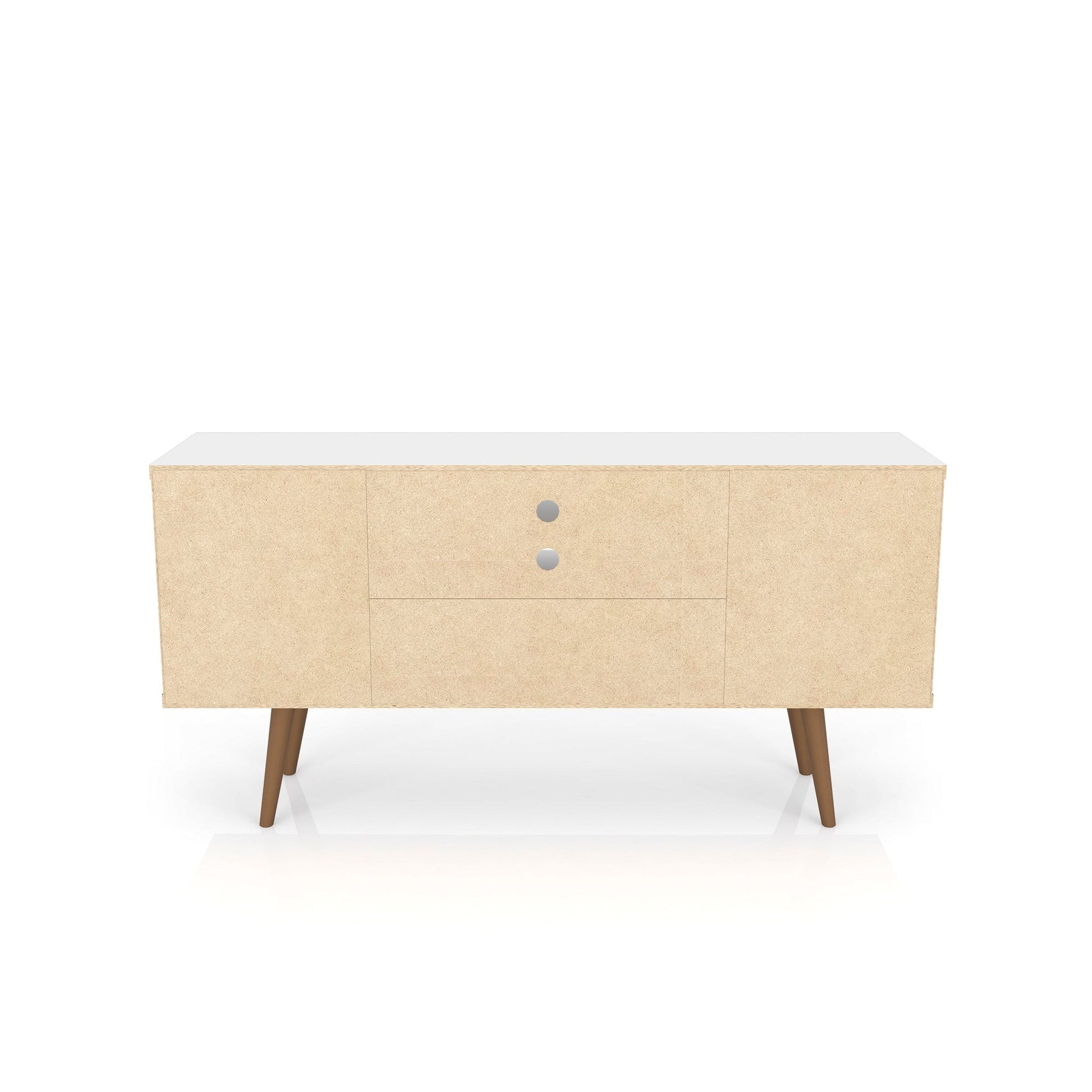 Liberty 53.14" Mid-Century Modern TV Stand in White and 3D Brown Prints - Ornate Home