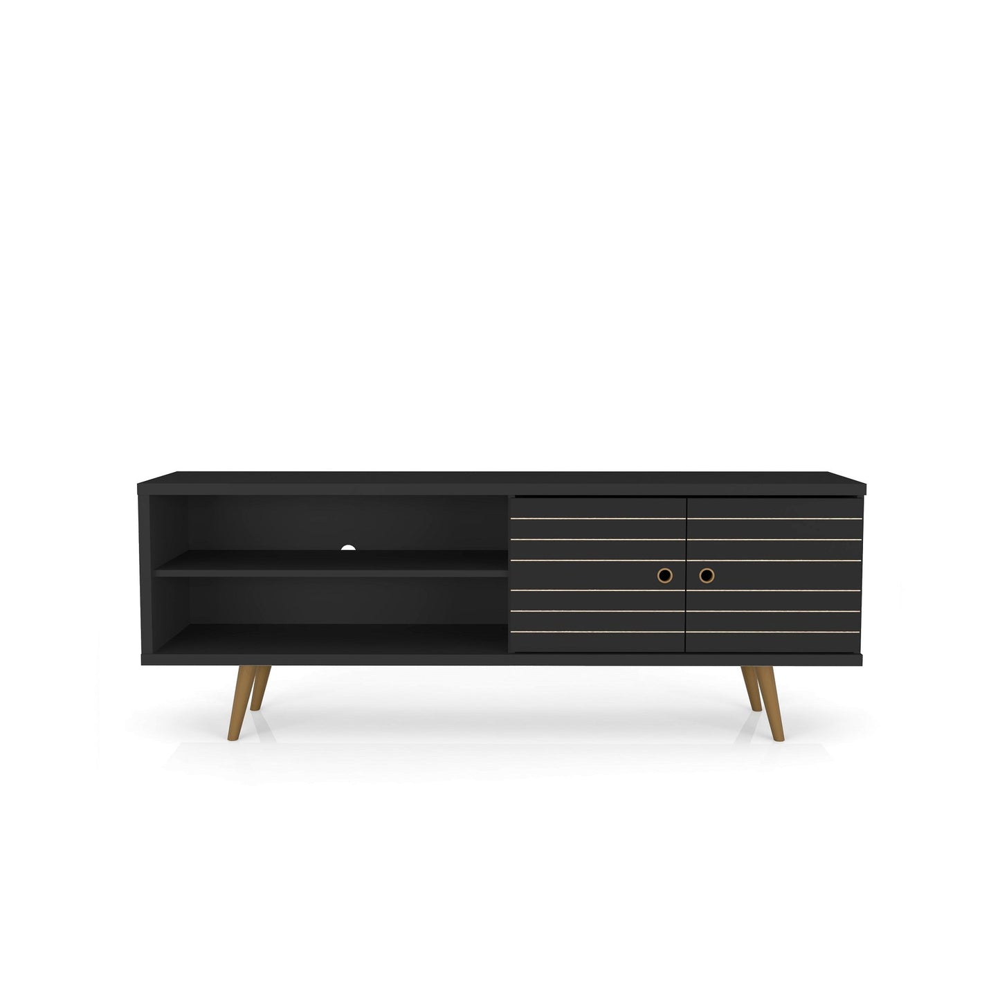 Liberty 62.99" Mid-Century Modern TV Stand in Black - Ornate Home