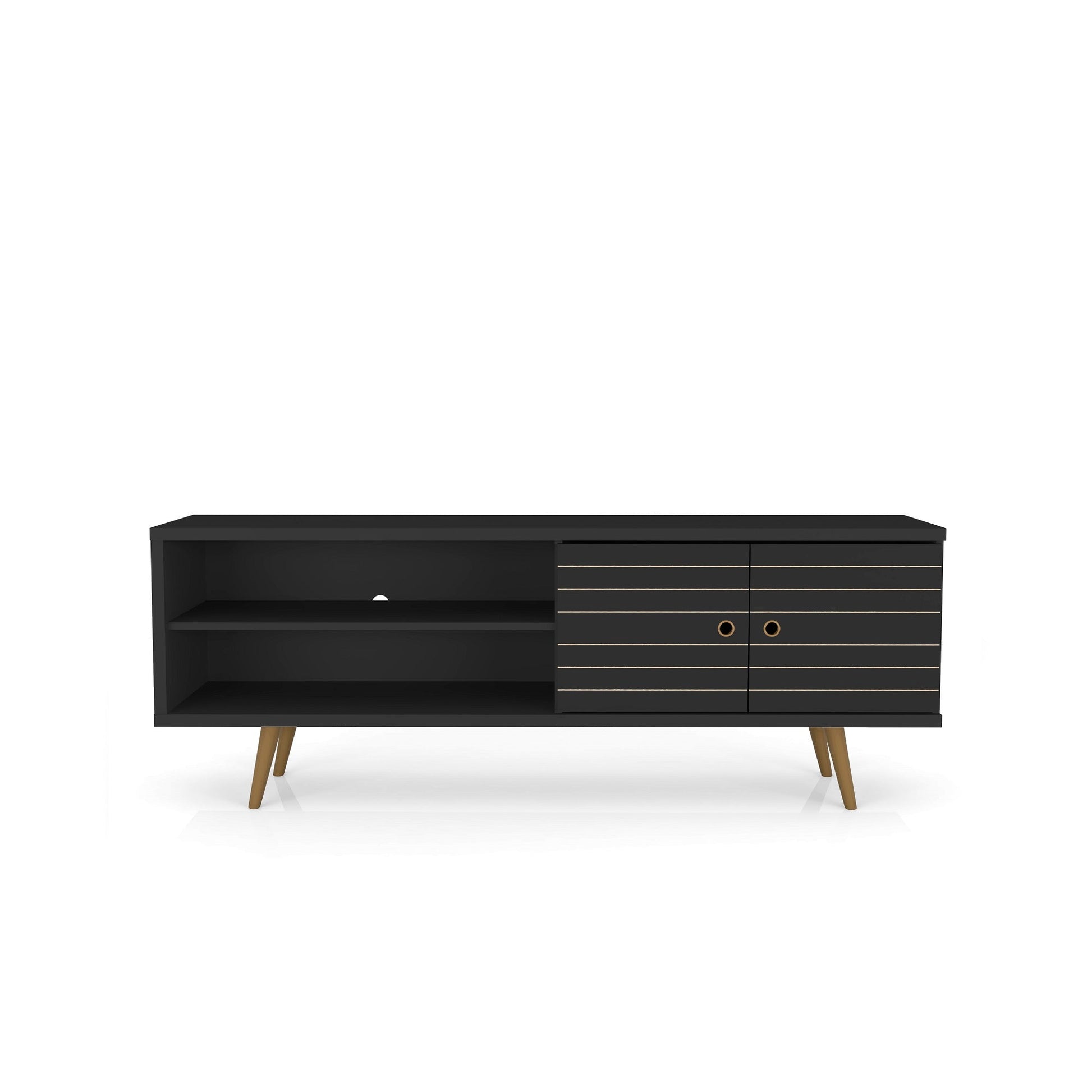 Liberty 62.99" Mid-Century Modern TV Stand in Black - Ornate Home