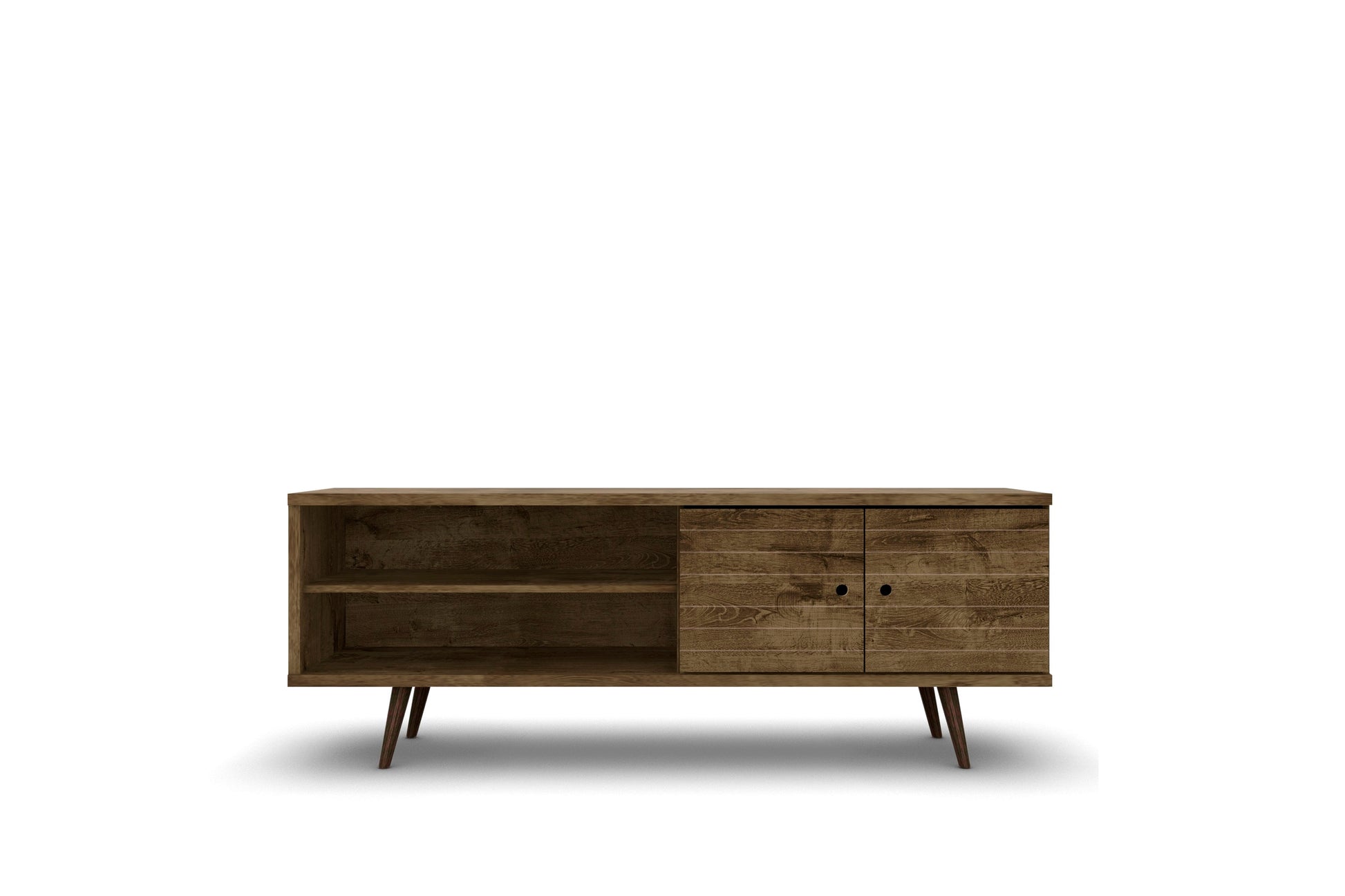 Liberty 62.99" Mid-Century Modern TV Stand in Rustic Brown - Ornate Home