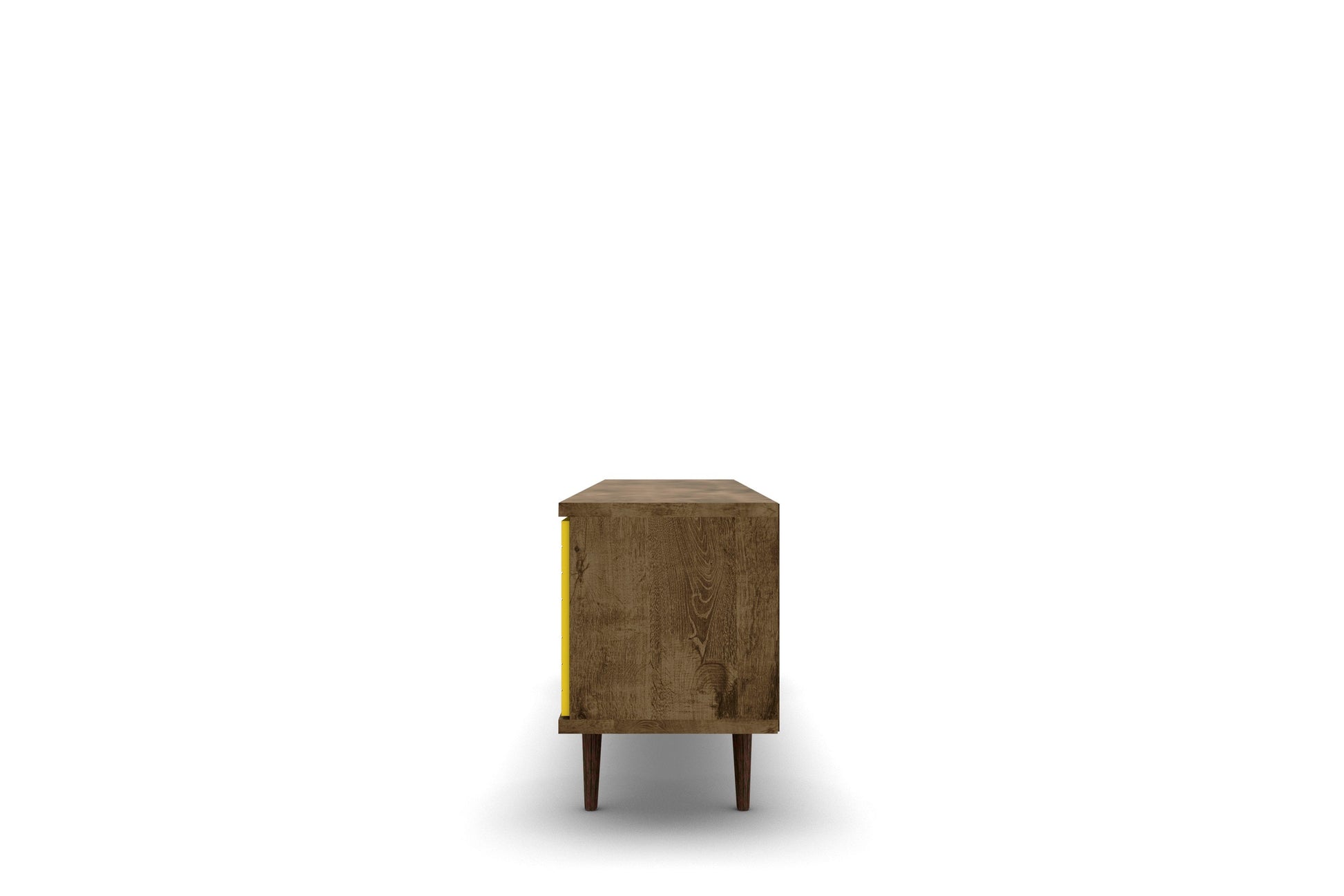 Liberty 62.99" Mid-Century Modern TV Stand in Rustic Brown and Yellow - Ornate Home