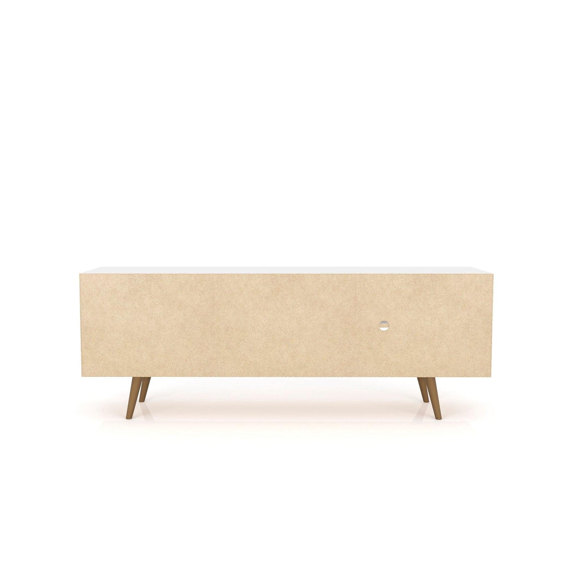 Liberty 62.99" Mid-Century Modern TV Stand in White and 3D Brown Prints - Ornate Home