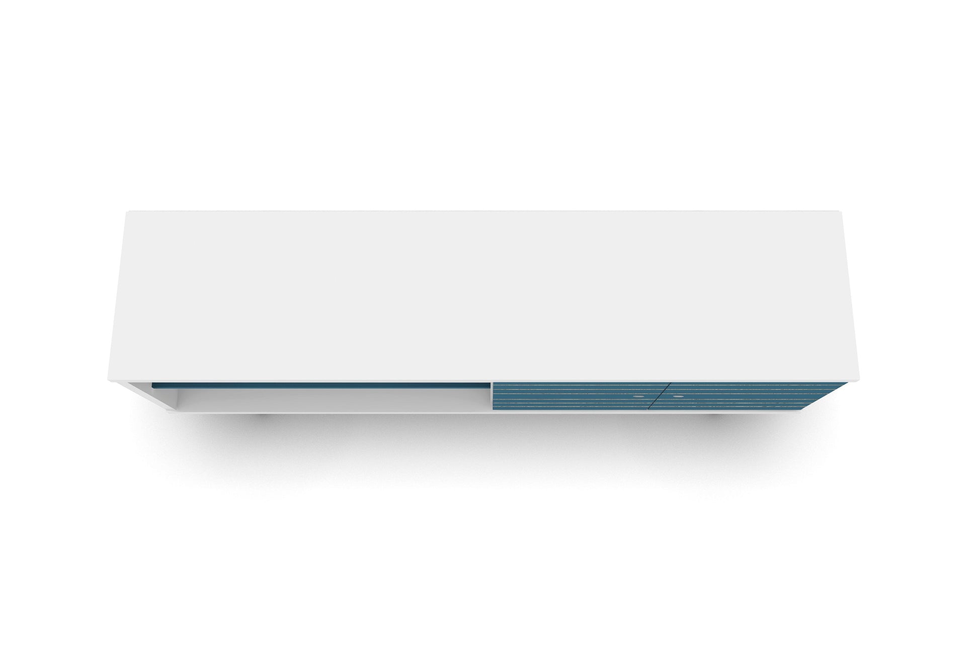 Liberty 62.99" Mid-Century Modern TV Stand in White and Aqua Blue - Ornate Home
