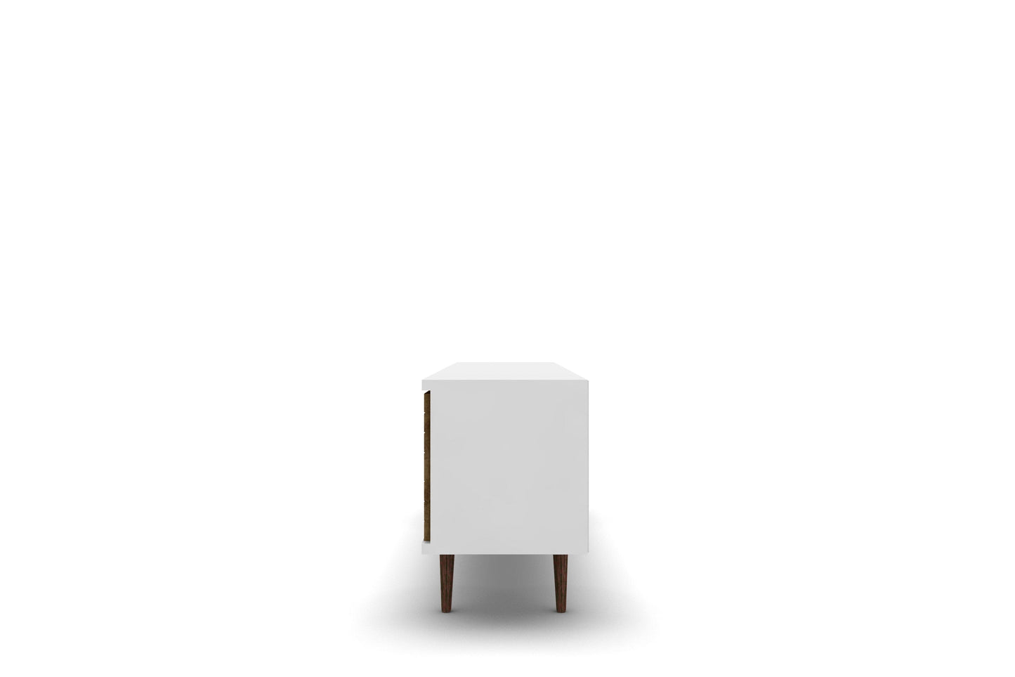 Liberty 62.99" Mid-Century Modern TV Stand in White and Rustic Brown - Ornate Home