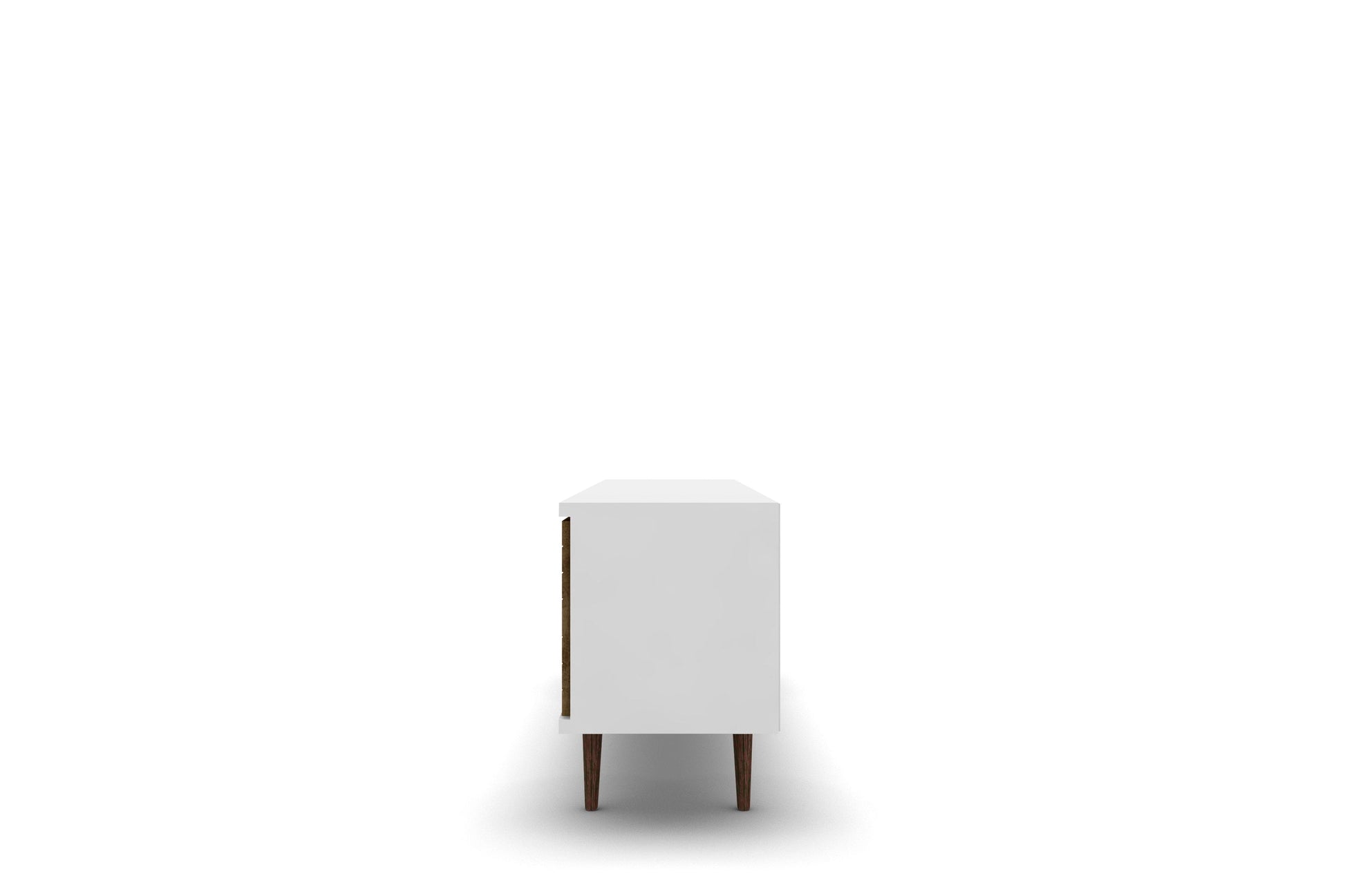 Liberty 62.99" Mid-Century Modern TV Stand in White and Rustic Brown - Ornate Home
