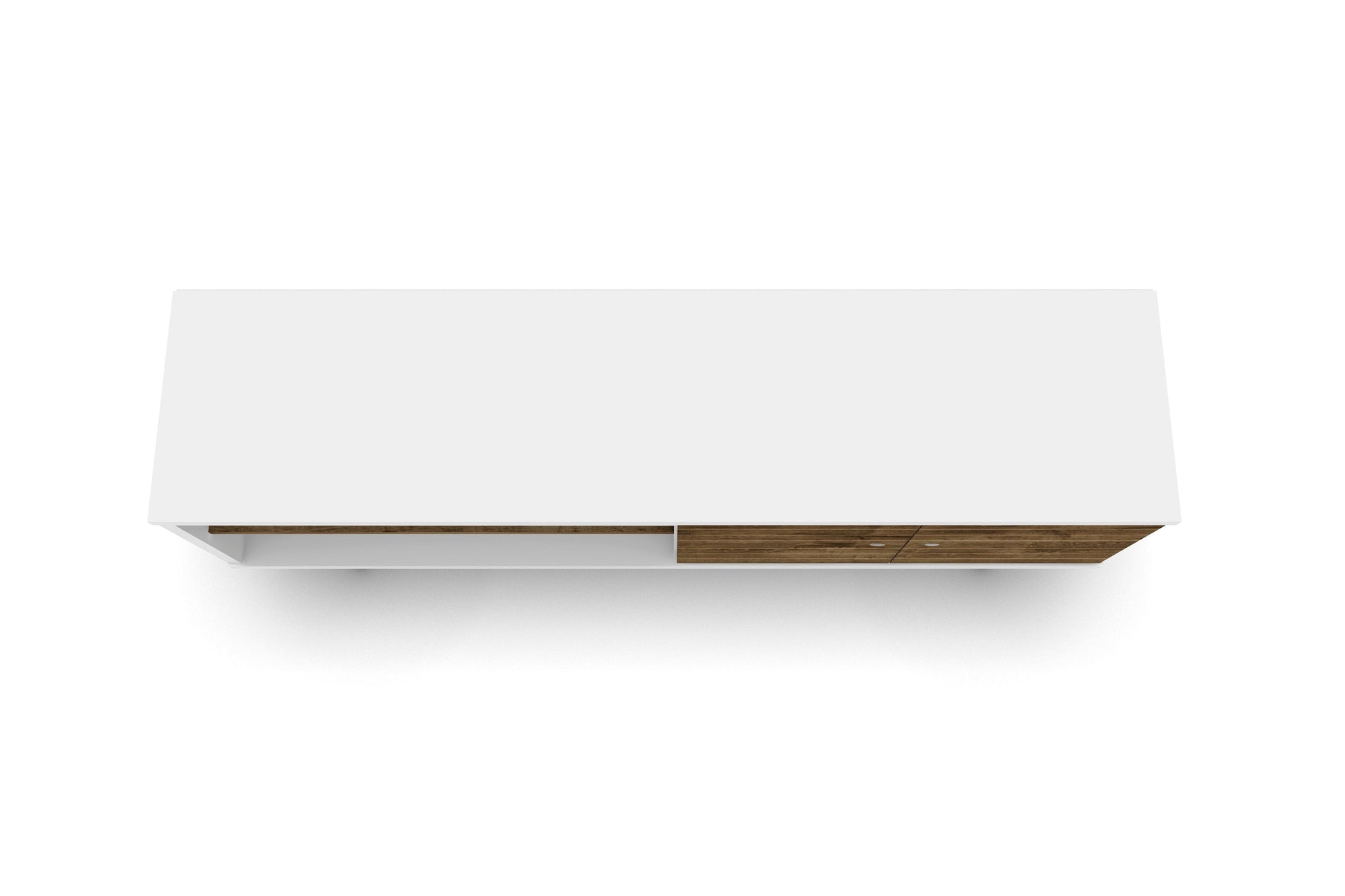 Liberty 62.99" Mid-Century Modern TV Stand in White and Rustic Brown - Ornate Home