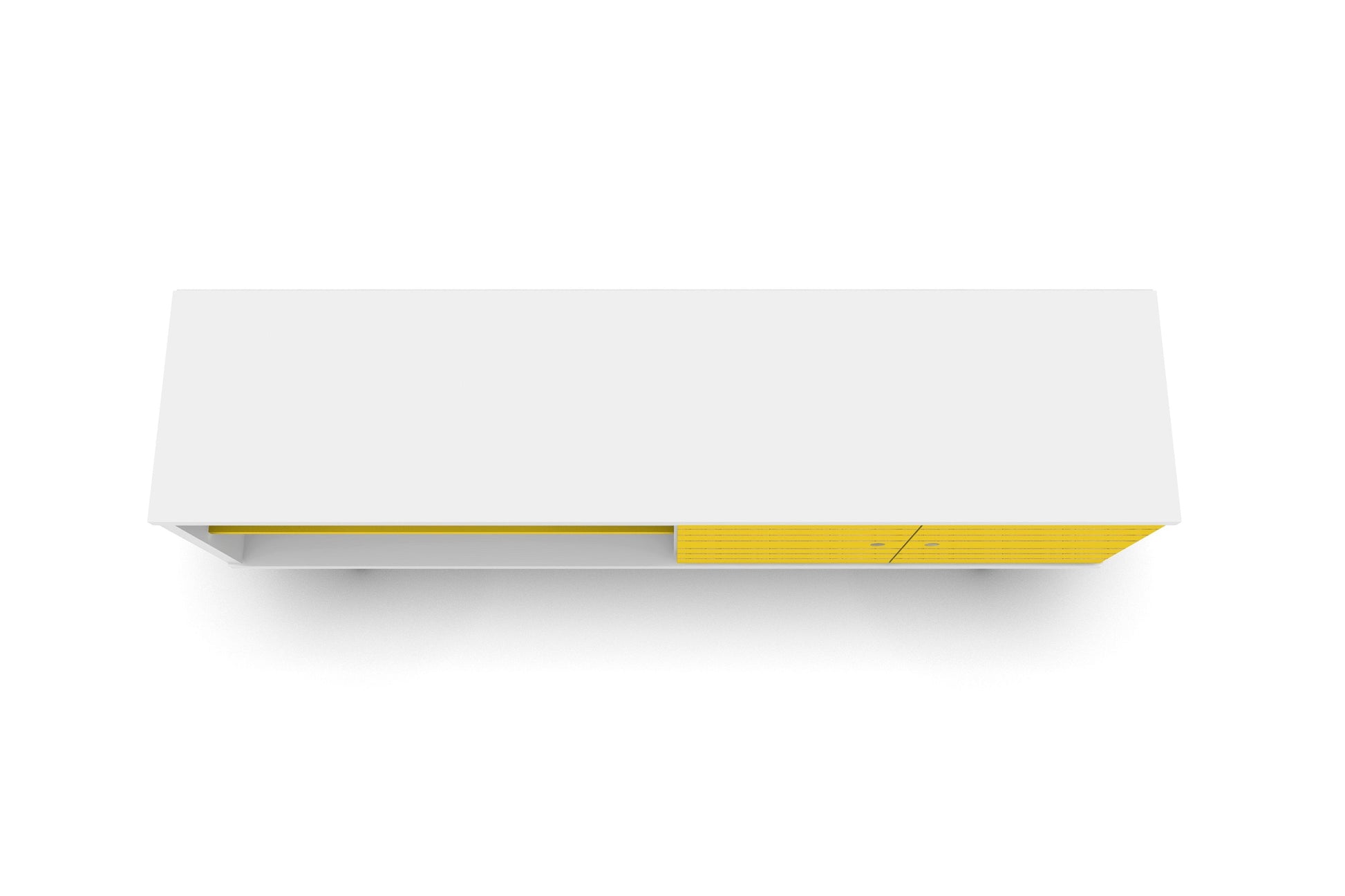 Liberty 62.99" Mid-Century Modern TV Stand in White and Yellow - Ornate Home