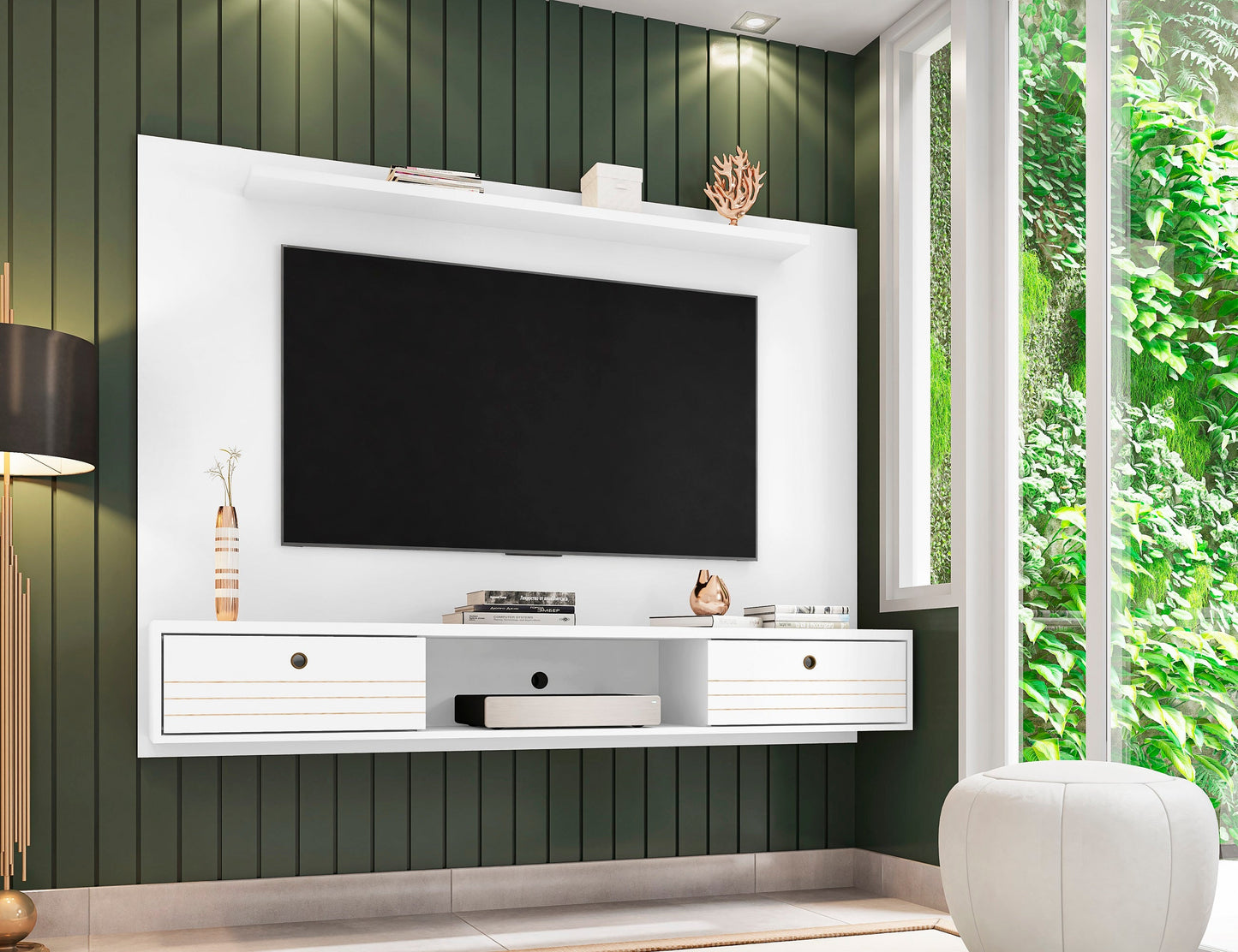 Liberty 70.86 Floating Entertainment Center in White - Ornate Home