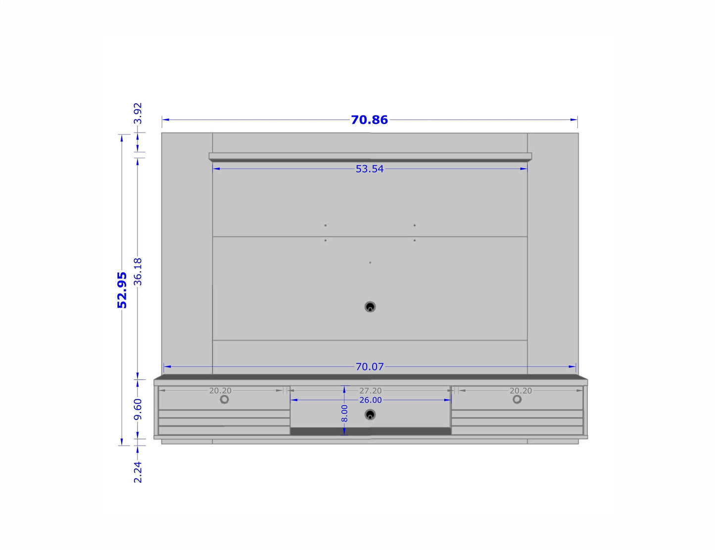 Liberty 70.86 Floating Entertainment Center in White - Ornate Home