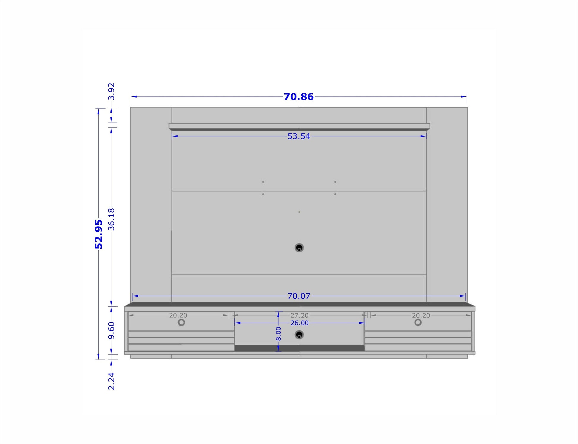 Liberty 70.86 Floating Entertainment Center in White - Ornate Home