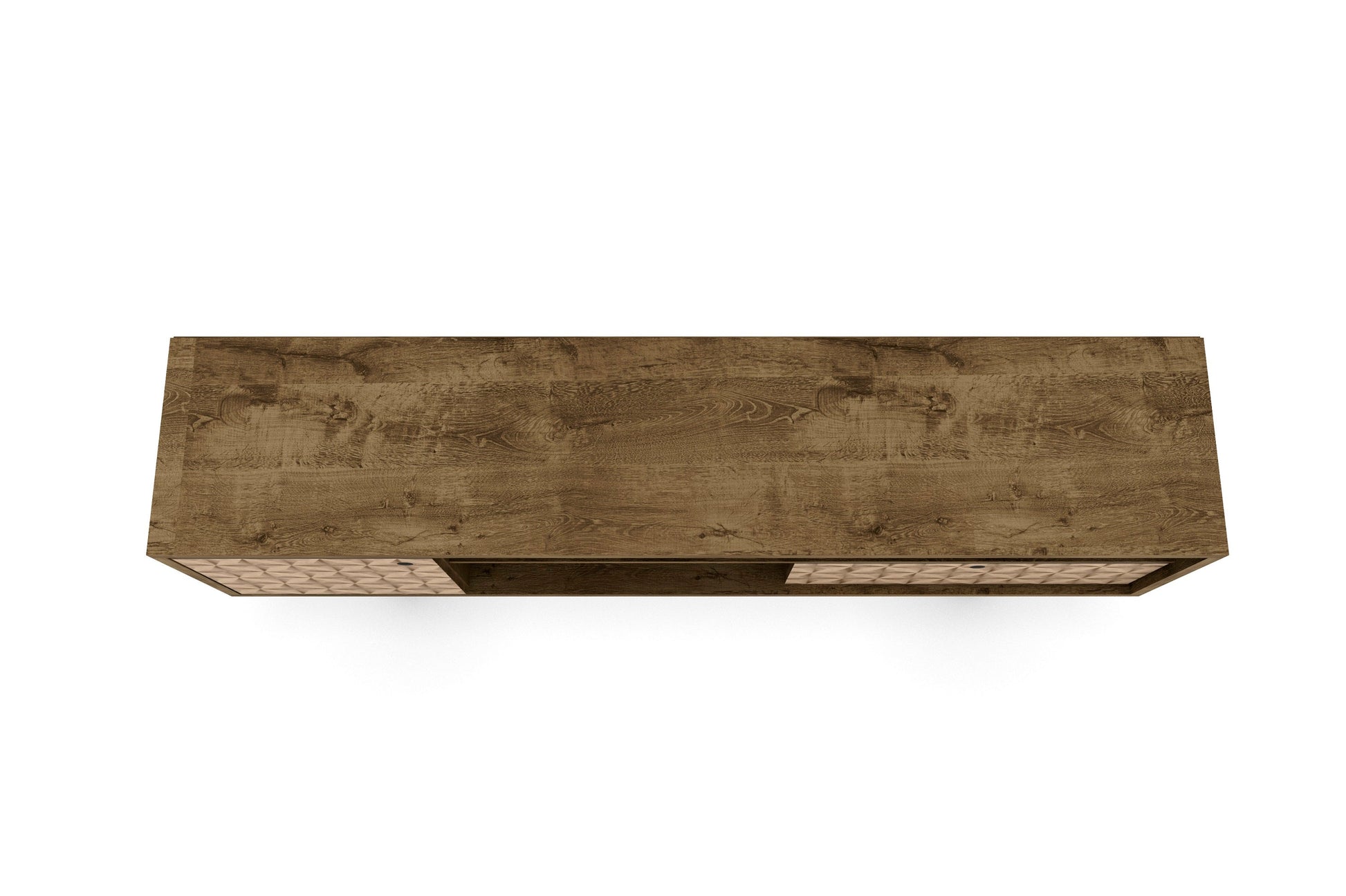 Liberty 70.86" Mid-Century Modern TV Stand in Rustic Brown and 3D Brown Prints - Ornate Home