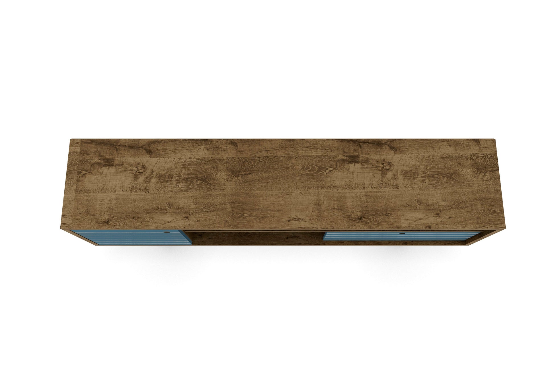 Liberty 70.86" Mid-Century Modern TV Stand in Rustic Brown and Aqua Blue - Ornate Home